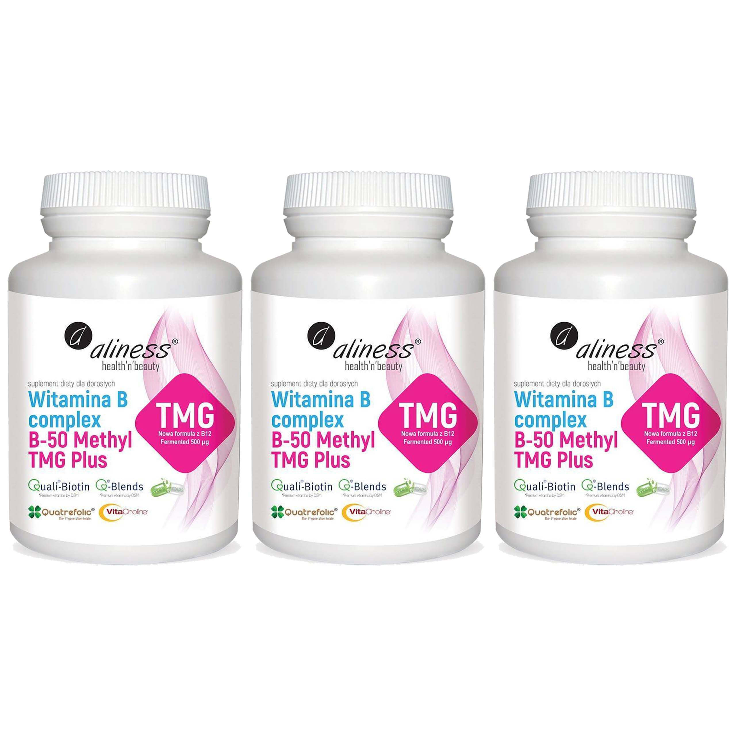 ALINESS Witamina B Complex B-50 Methyl TMG PLUS - 3x 100vcaps.