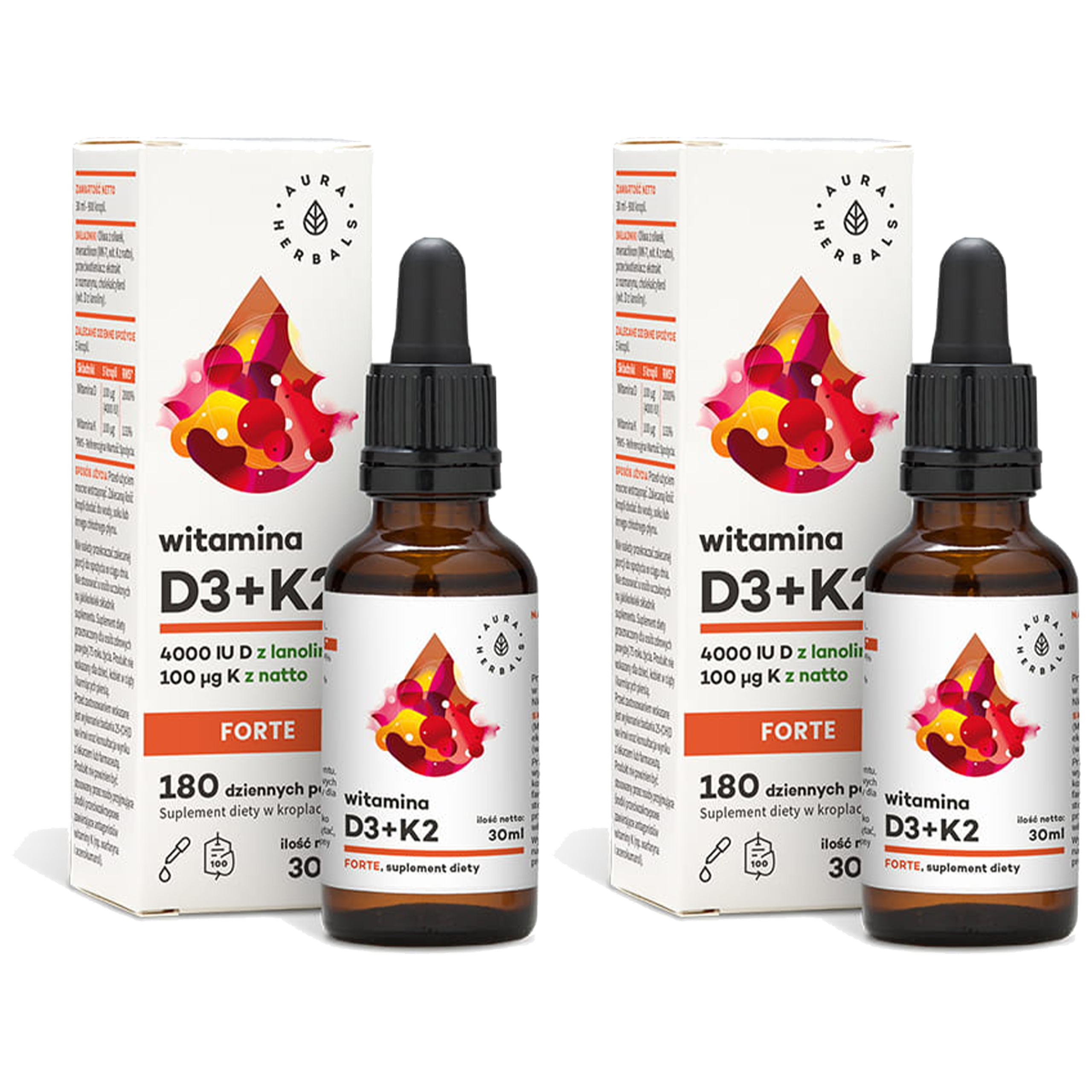 AURA HERBALS Witamina D3 + K2 Forte - 2x 30ml