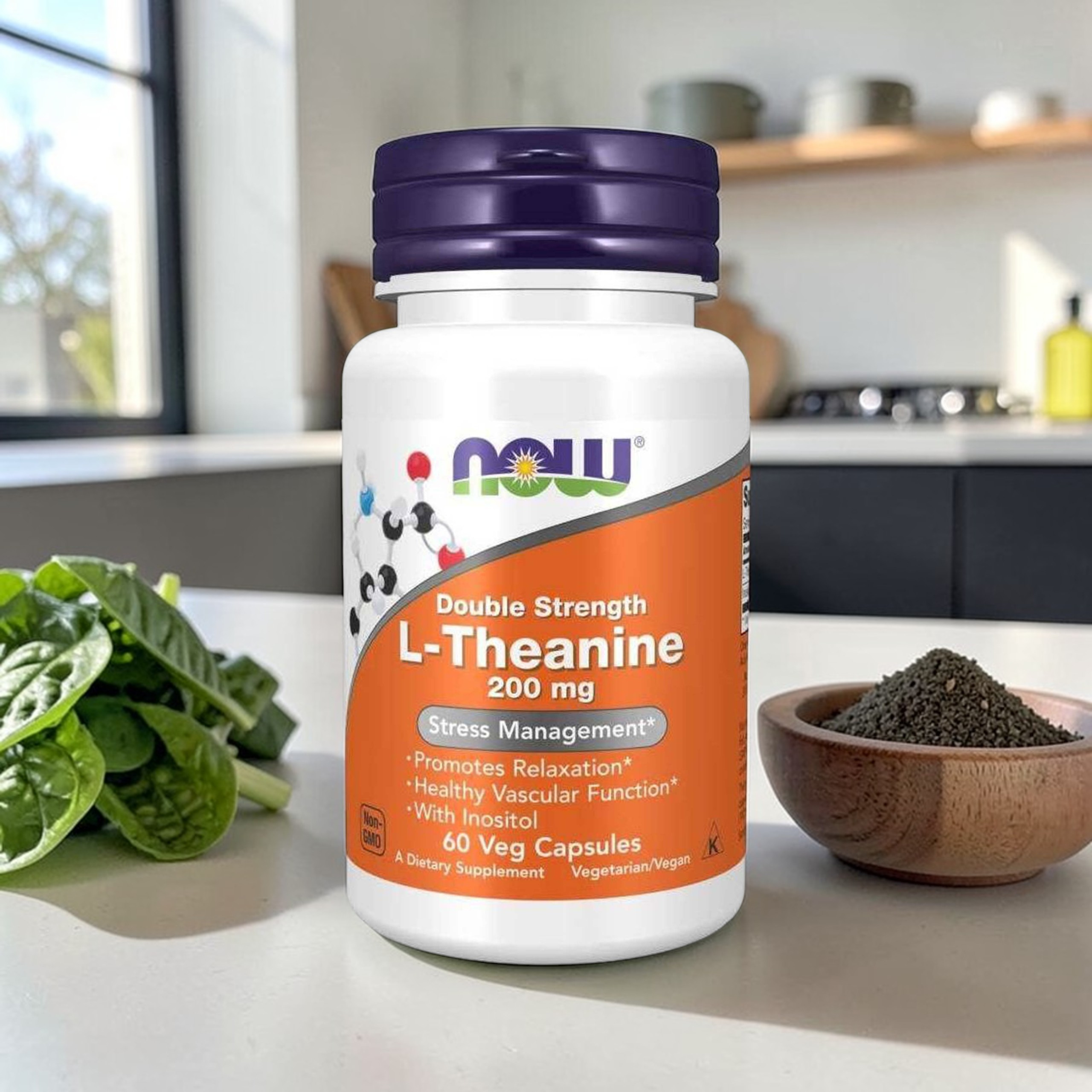 NOW L-Theanine 200mg - 2x 60cvaps.