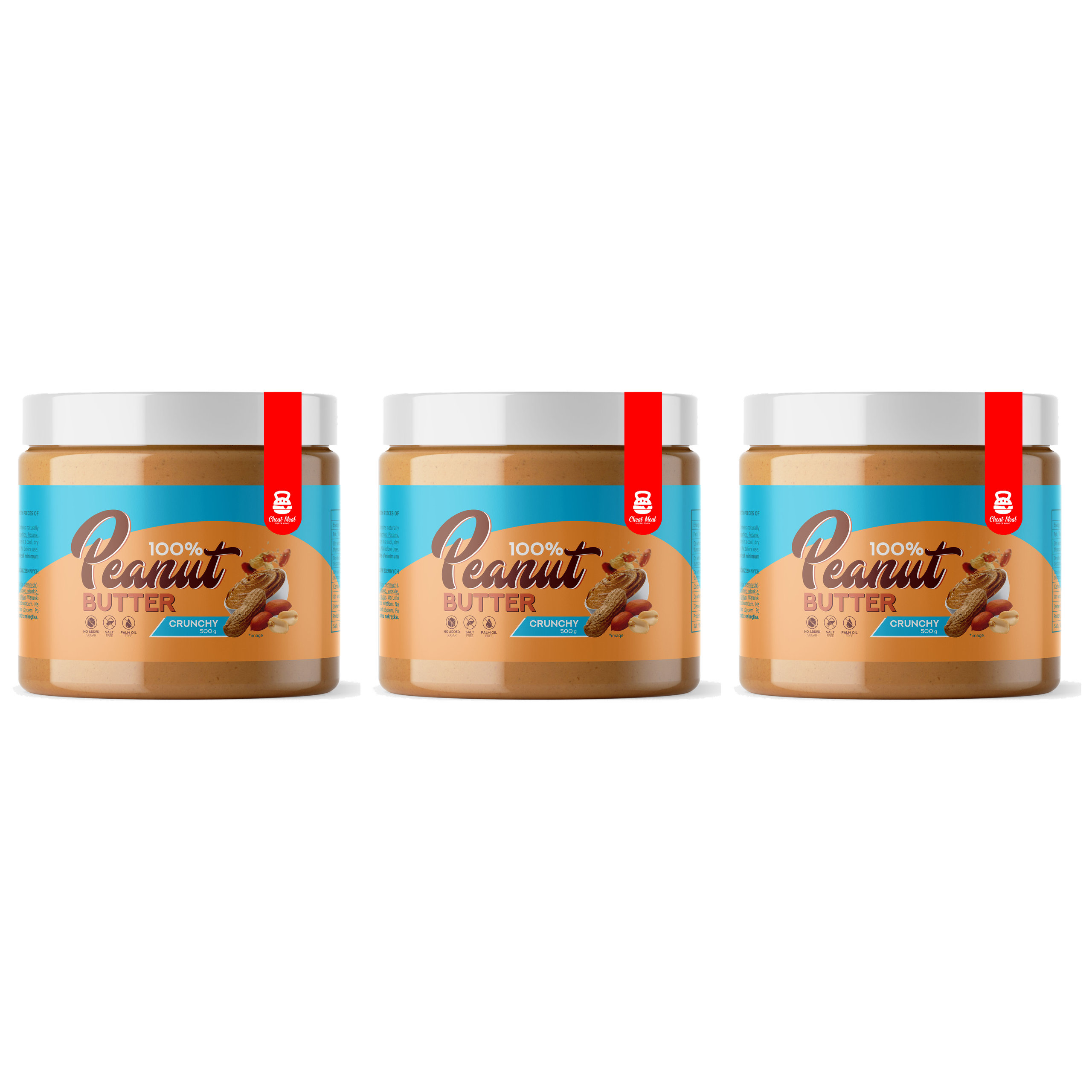Cheat Meal Nutrition Peanut Cream (Krem Orzechowy) - 3x 500g - Crunchy