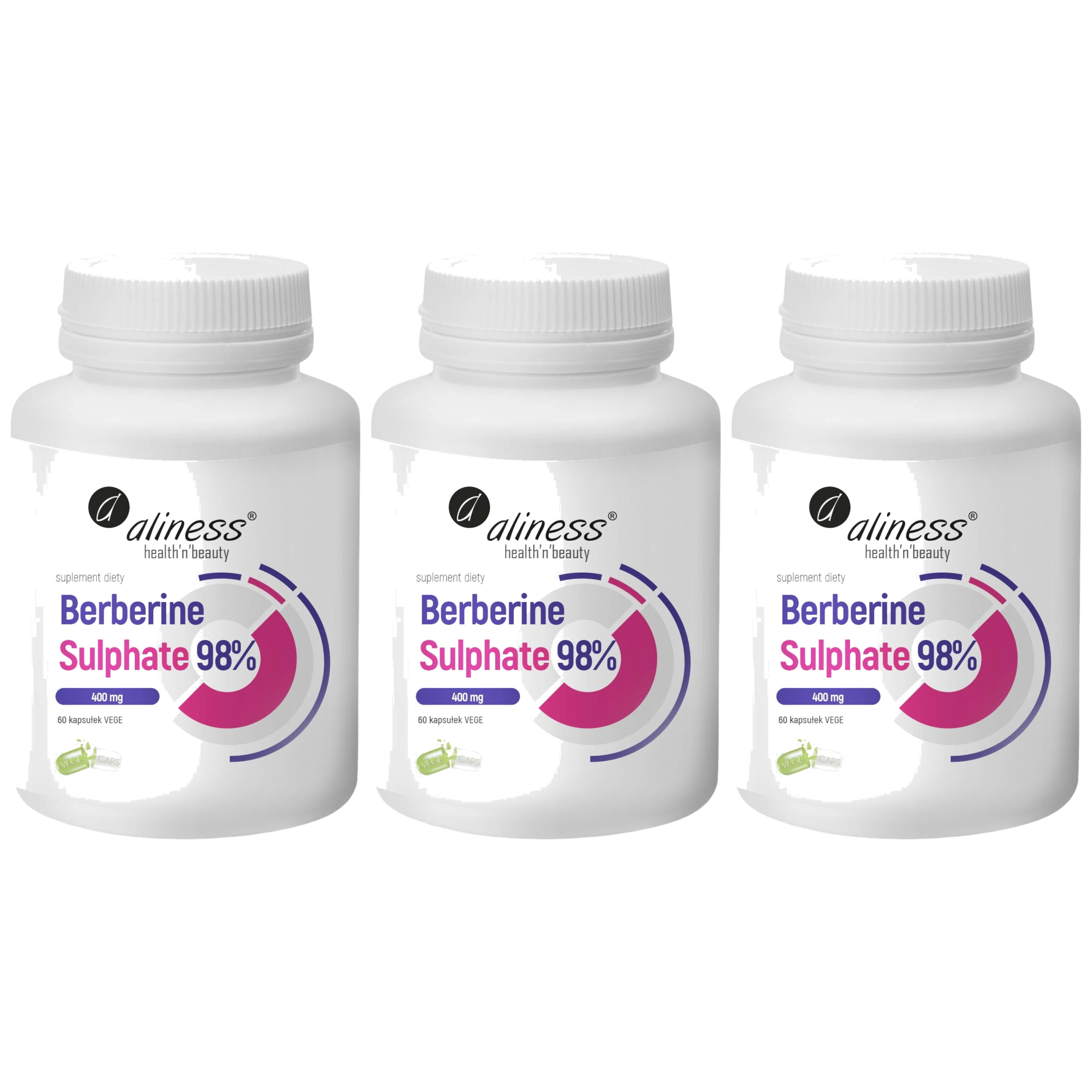 ALINESS Berberine Sulphate 98% 400 mg - 3x 60vcaps