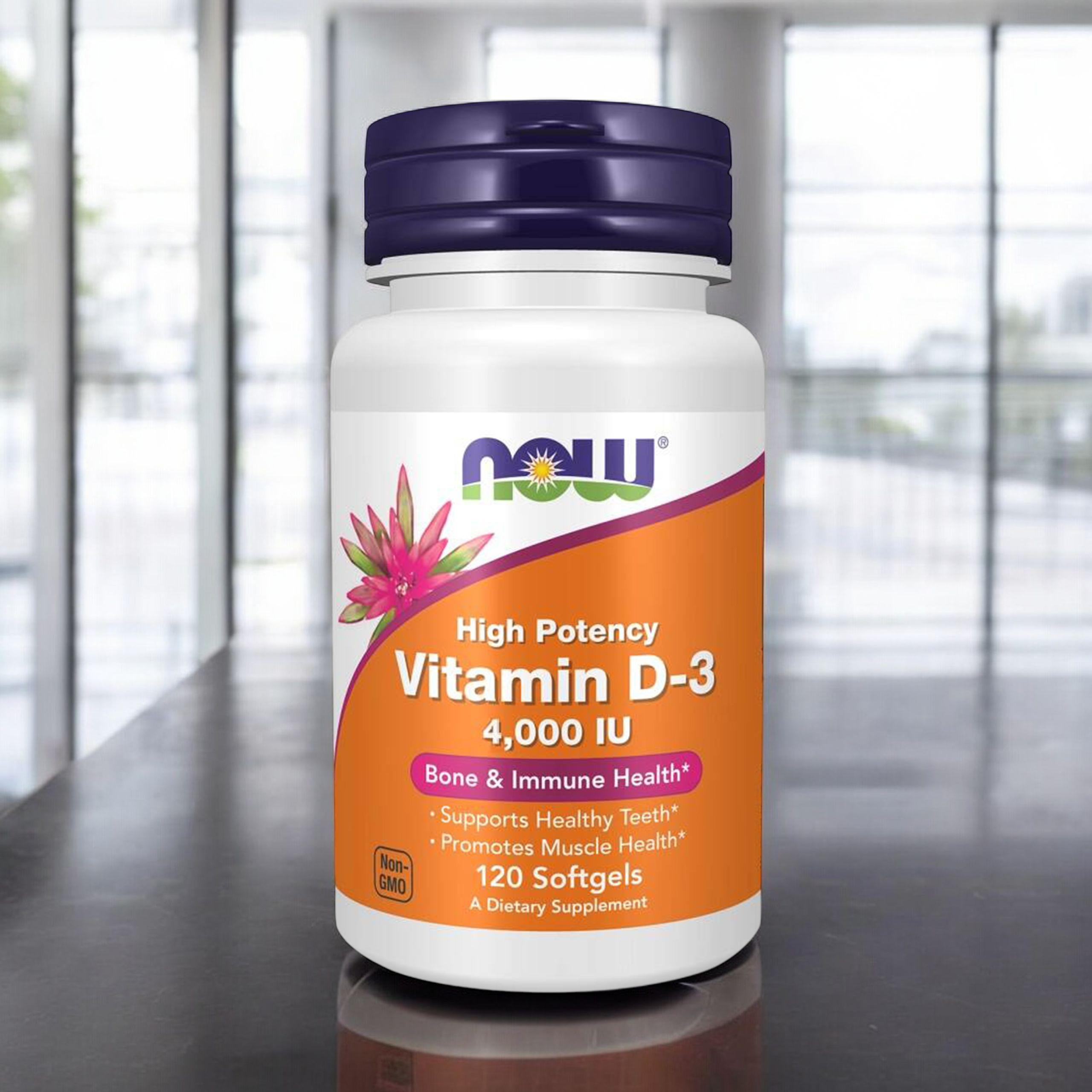 NOW Vitamin D3 4000IU - 2x 120softgels