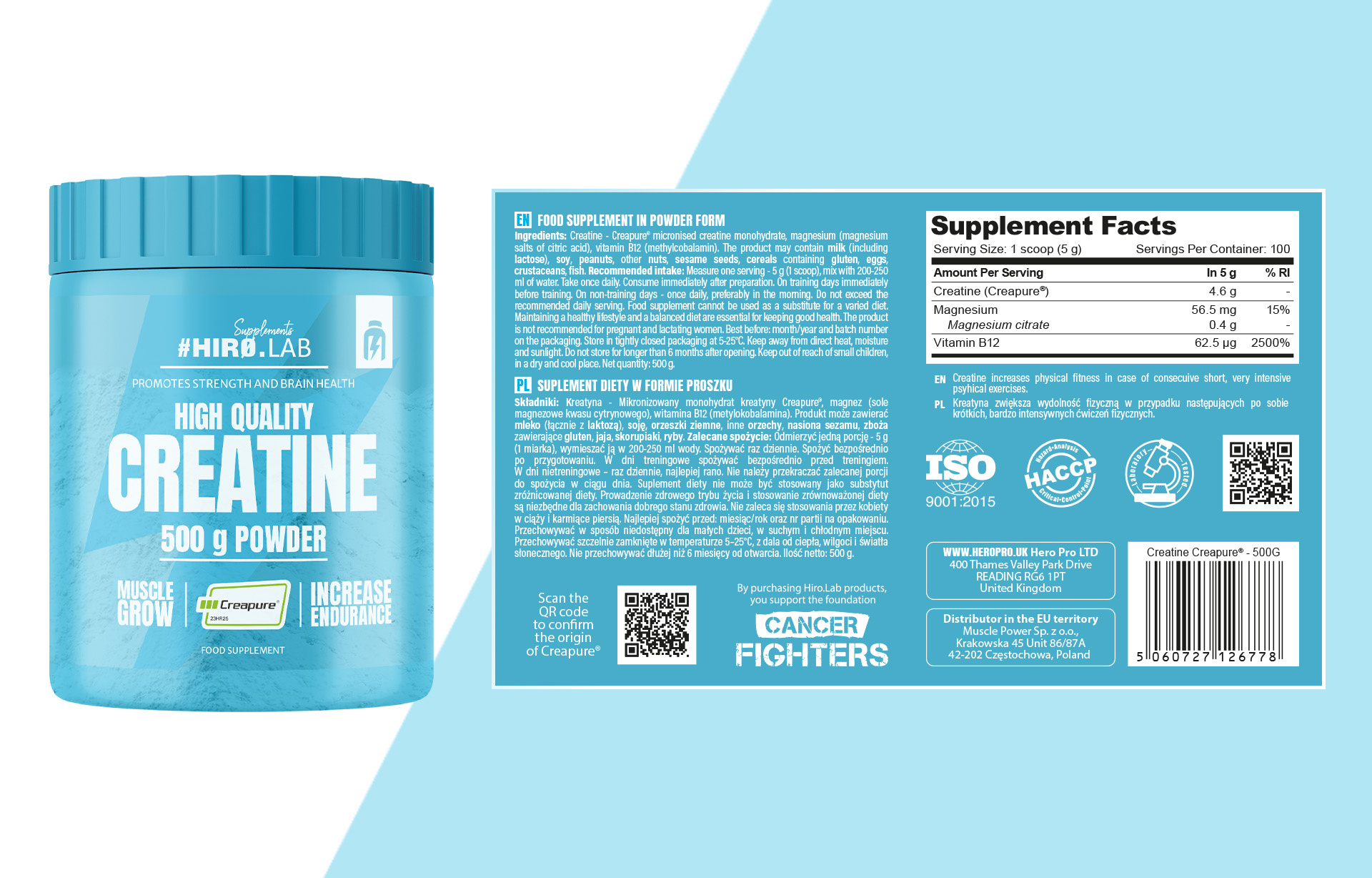 HIRO.LAB - Creapure - 500g - Unflavored