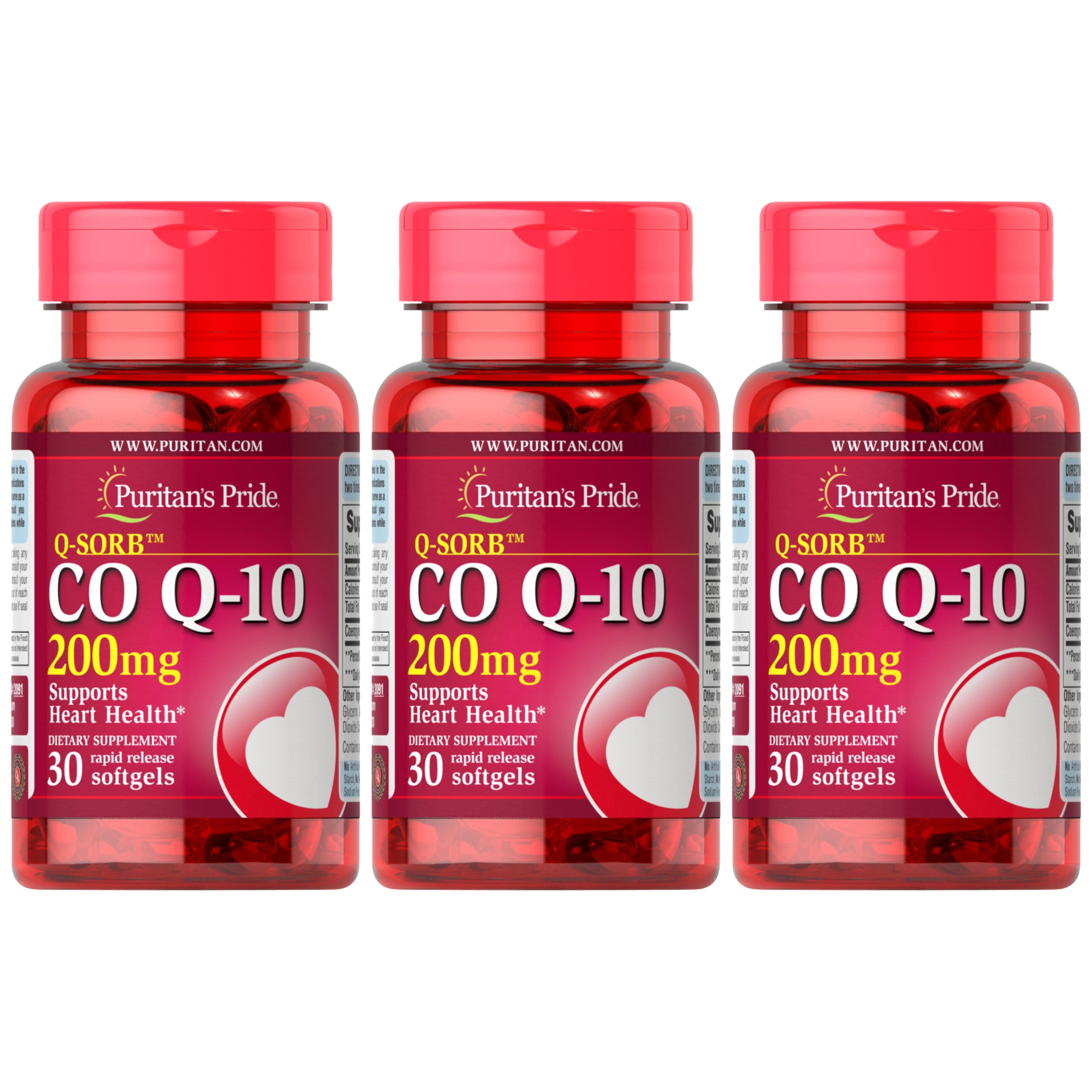 Puritan's Pride Co Q-10 200mg - 30softgels - 3x Koenzym Q10