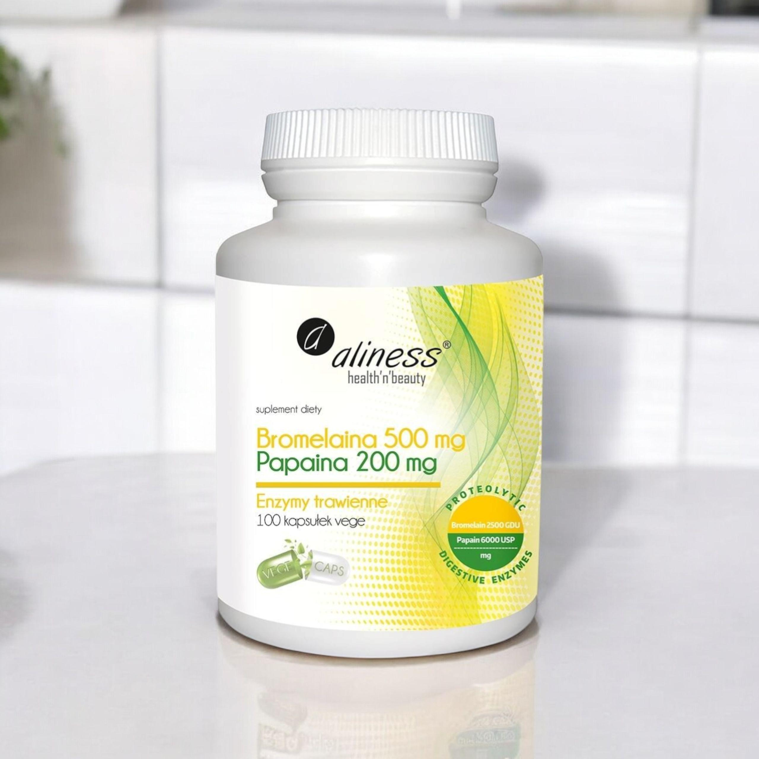 ALINESS - Bromelaina 500mg Papaina 200mg - 100vcaps.