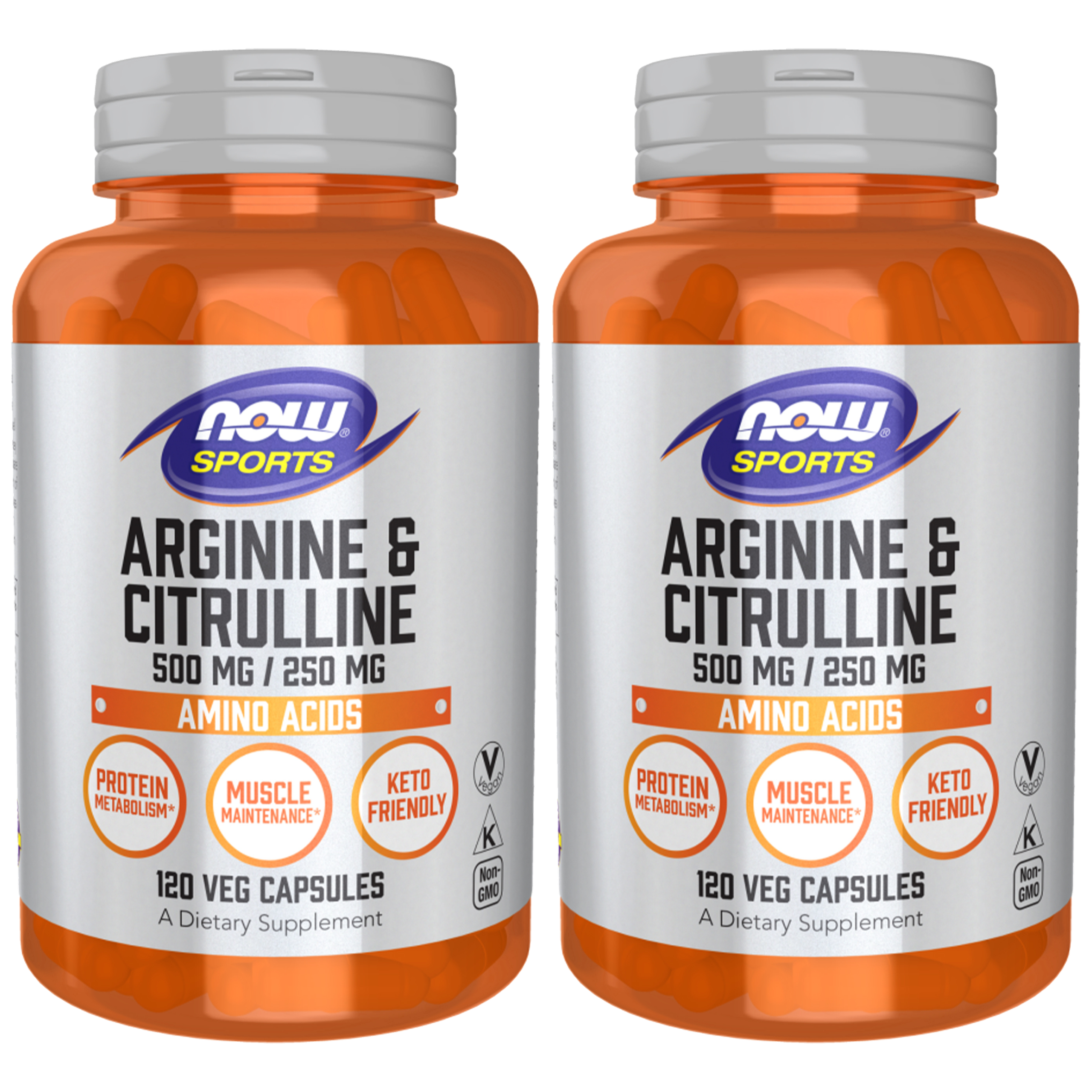 NOW Arginine 500mg & Citrulline 250mg - 2x 120vcaps