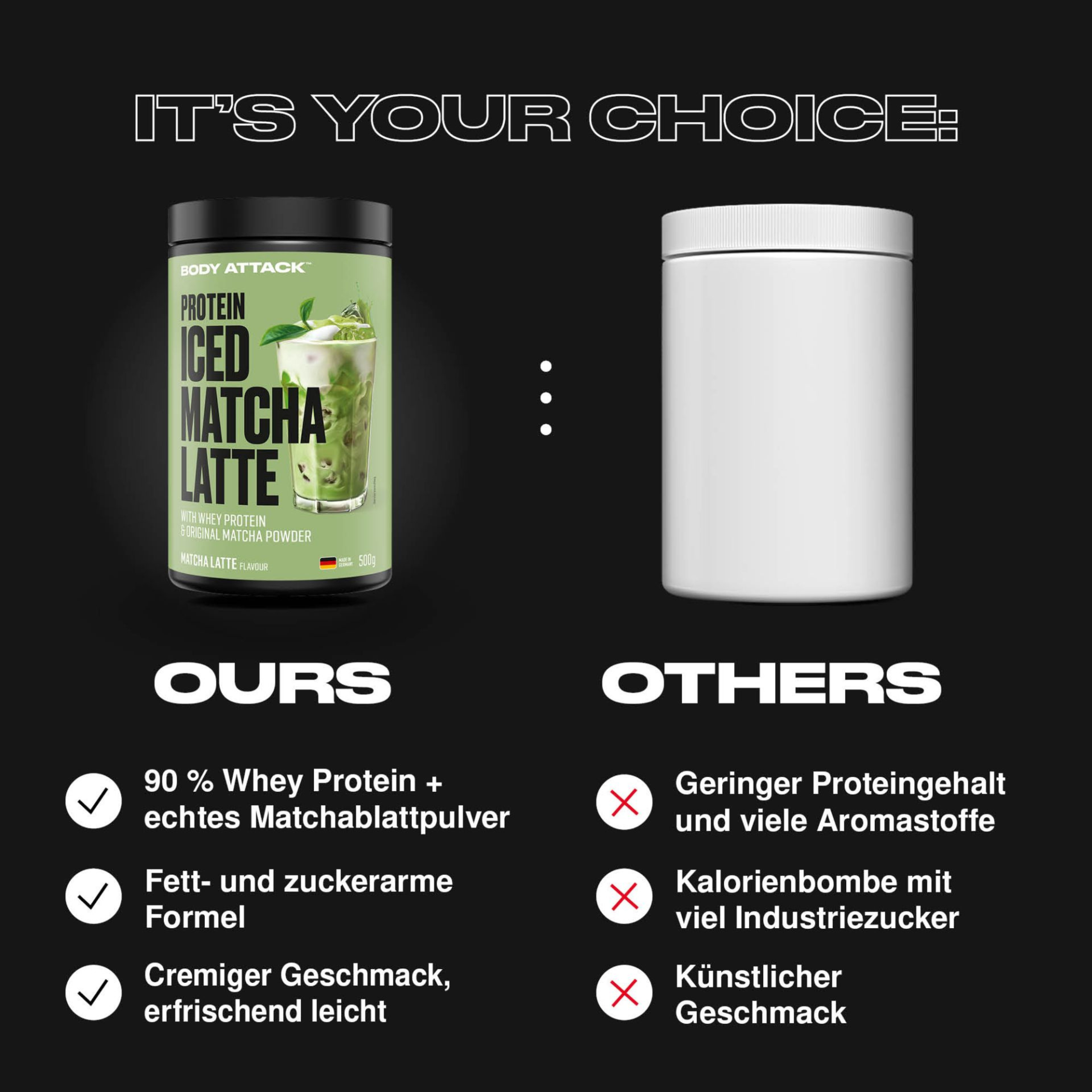 BODY ATTACK - Protein Iced Matcha Latte - 2x 500g - Matcha Latte