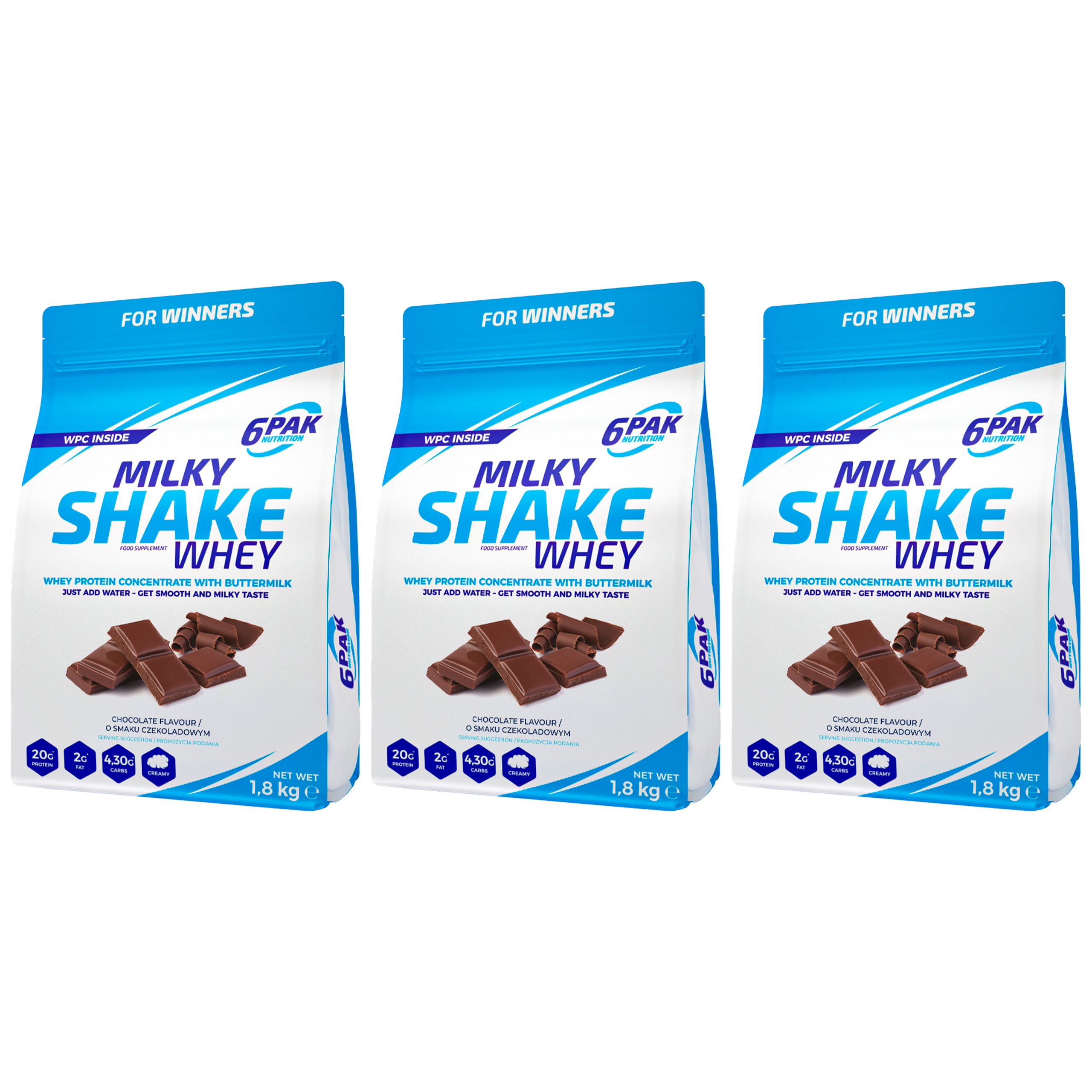 6PAK Milky Shake Whey - 3x 1800g