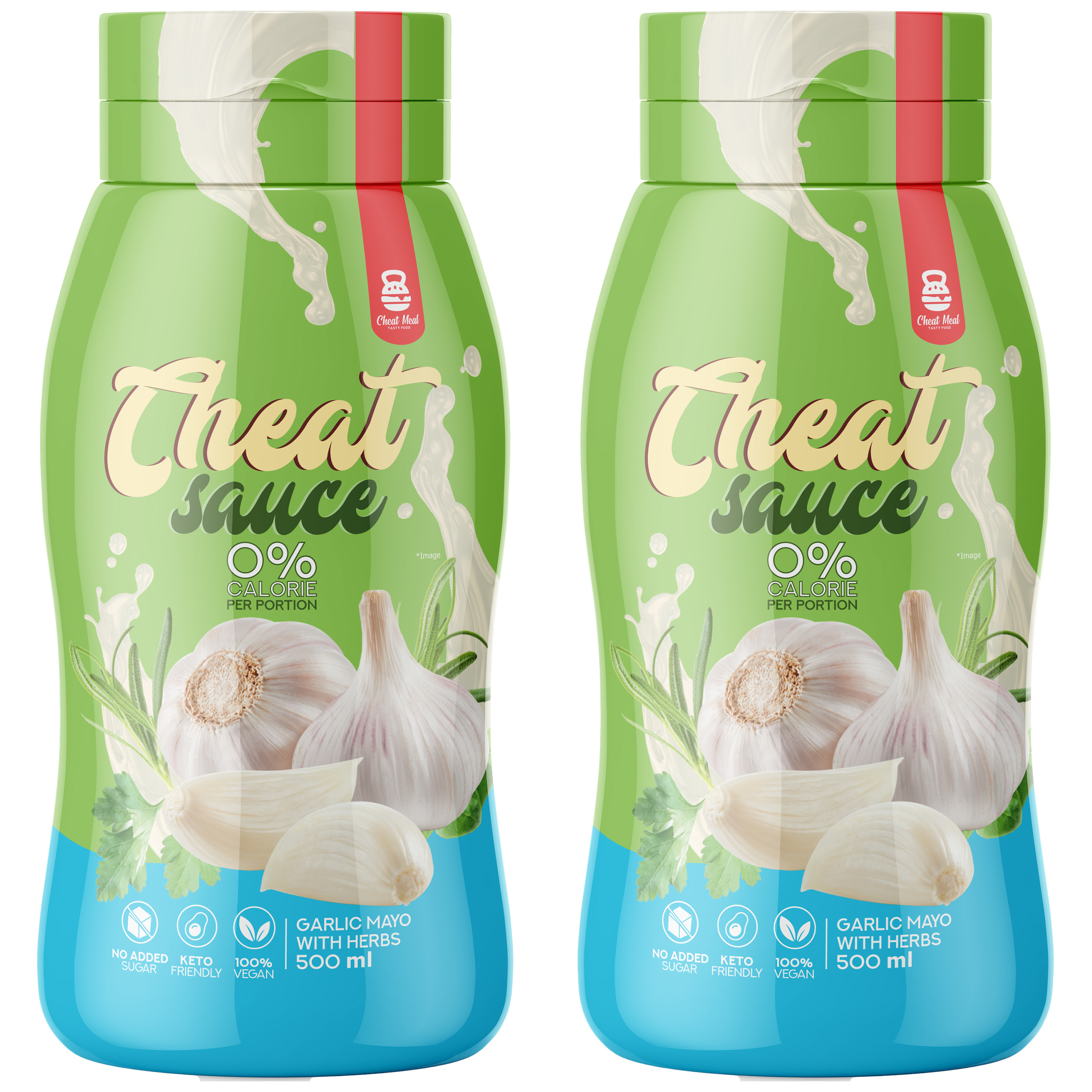 Cheat Meal Nutrition - Sauce 0% (Sos zero kalorii) - 2x 500ml - Garlic Mayo with Herbs