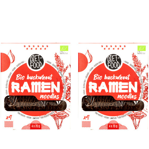 DIET FOOD Bio Buckwheat Makaron Ramen Noodles - 4x2x 70g