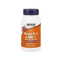 NOW Mega D3 i K2 MK-7 - 60vcaps.- Witaminy D3 i K2