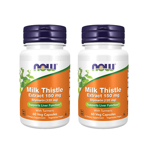 NOW Milk Thistle Extract 150mg Silymarin (120mg) with Turmeric - 2x 60vcaps.