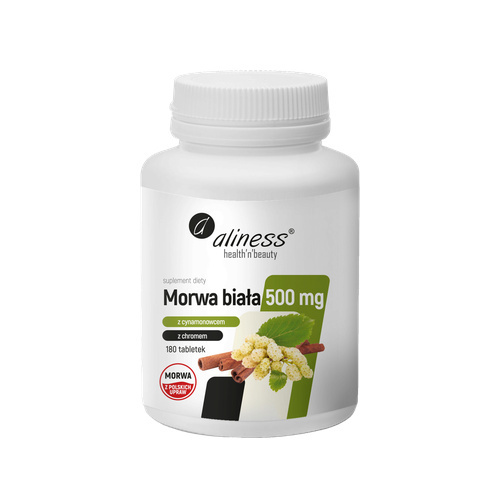ALINESS - Morwa Biała 500mg z cynamonowcem i chromem - 180tabs.
