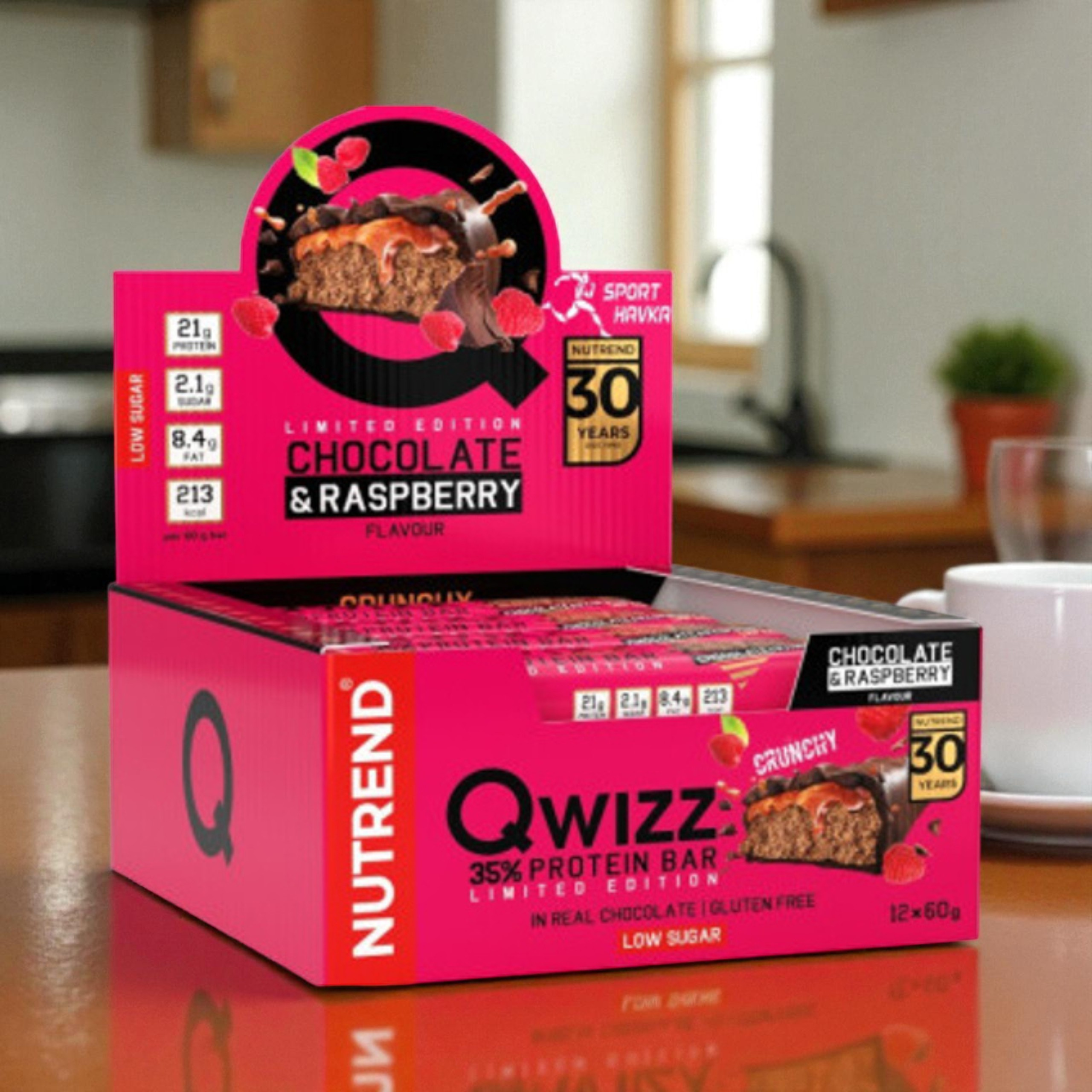 NUTREND - Baton QWIZZ Protein Bar - 24x 60g - Chocolate Raspberry - WYPRZEDAŻ - 12-06