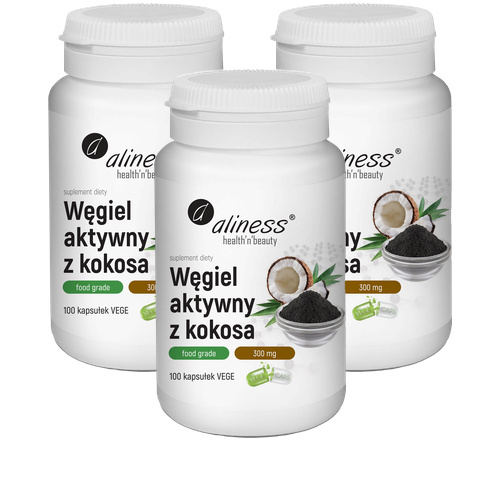 ALINESS Węgiel aktywny z kokosa 300mg - 3x 100vcaps