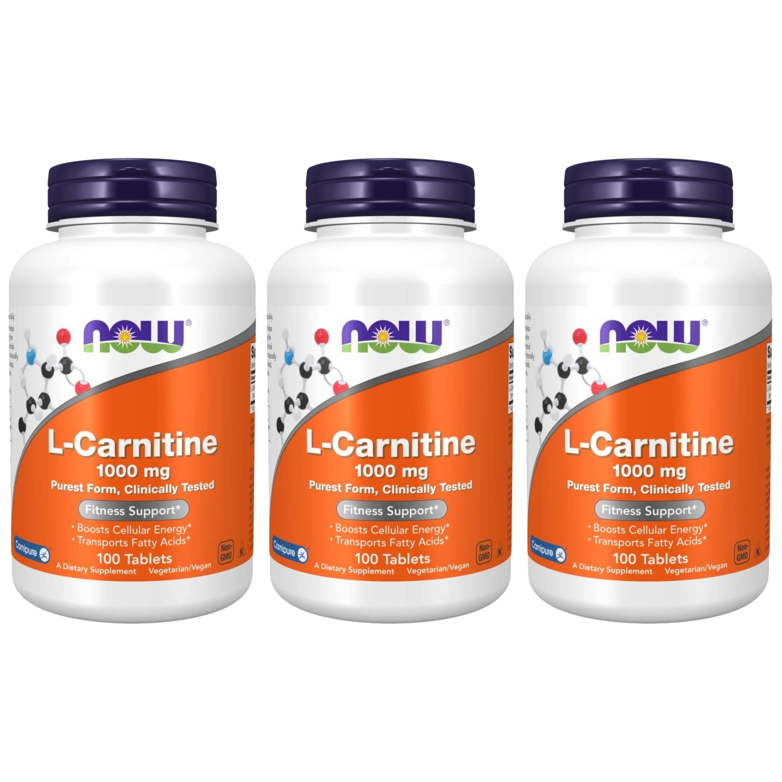 NOW - L-Carnitine 1000mg - 3x 100tabs.