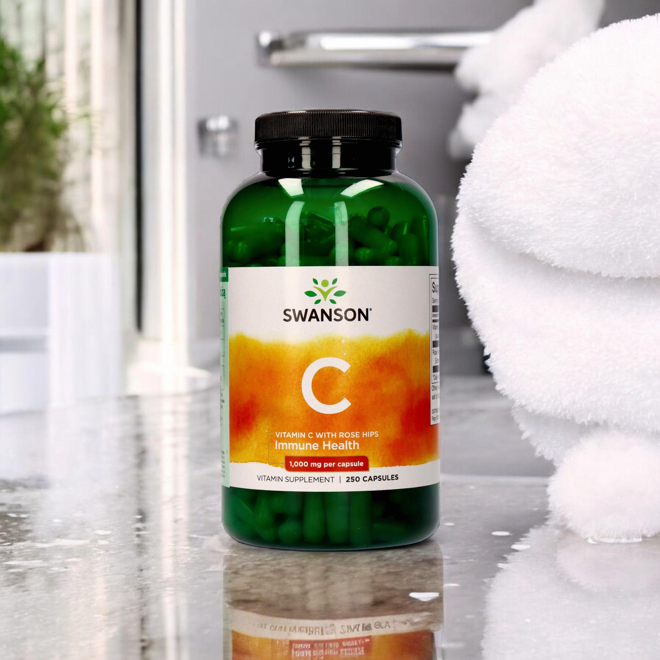 SWANSON Vitamin C 1000mg with Rose Hips - 3x 250caps.