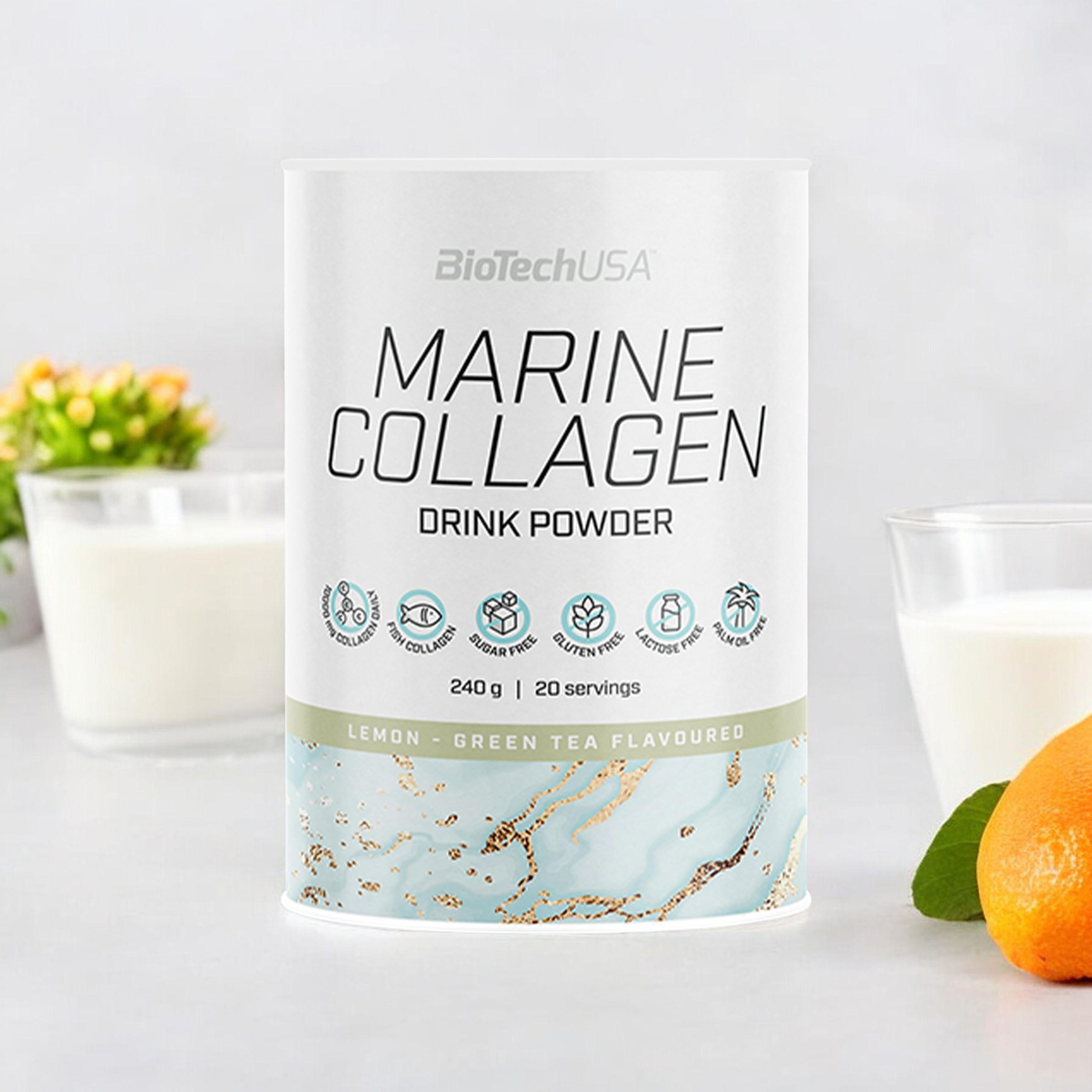BioTech USA Marine Collagen Drink Powder - 2x 240g - Lemon Green Tea