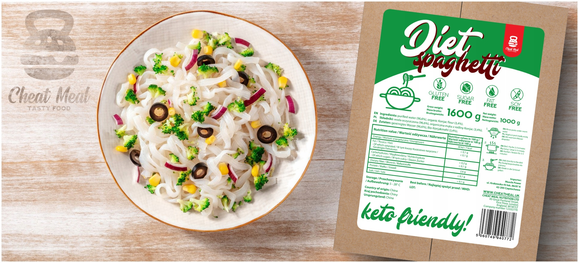 Cheat Meal Nutrition Diet Noodles + Spaghetti 1600g + 1600g (2000g netto) - Makaron Konjac