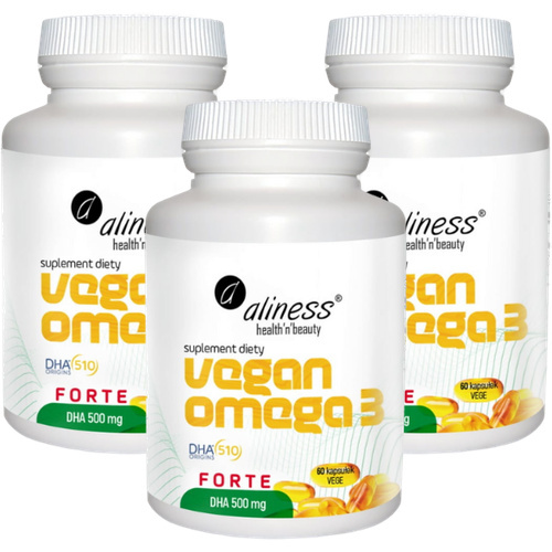 ALINESS - Vegan Omega 3 Forte - DHA 250 500mg - 3x 60caps.
