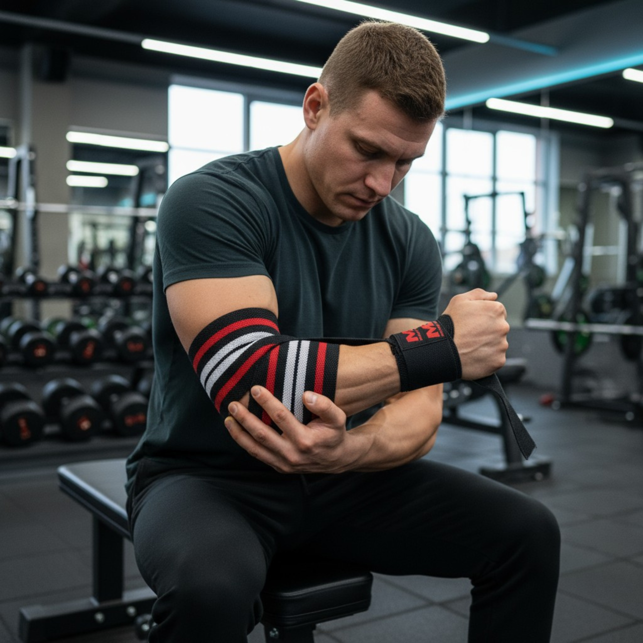 MEX SPORT - Elbow Wraps - Black/Red/White