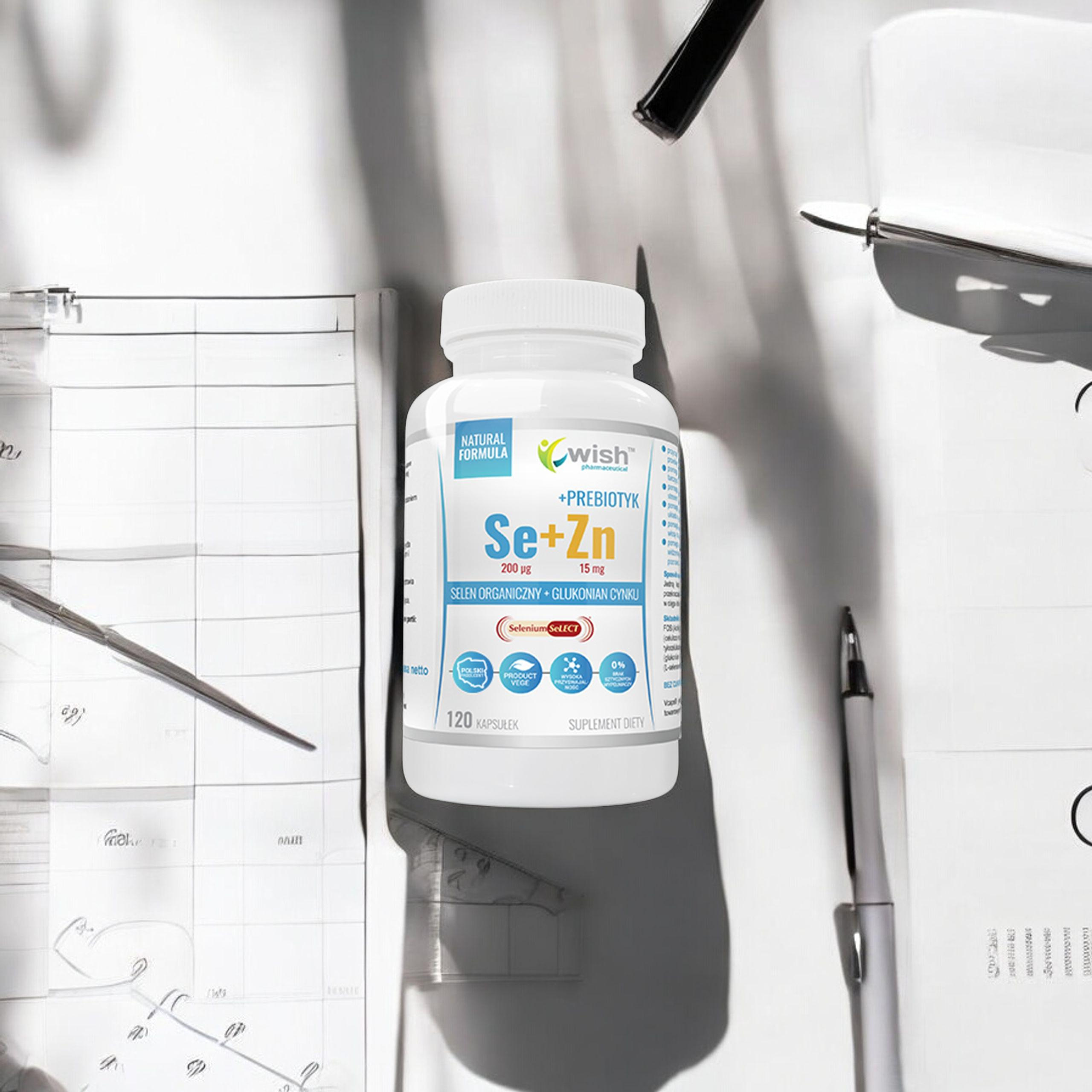 WISH Pharmaceutical Selen + Cynk + Prebiotyk - 2x 120caps