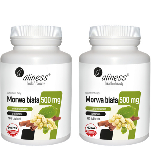 ALINESS - Morwa Biała 500mg z cynamonowcem i chromem - 2x 180tabs.