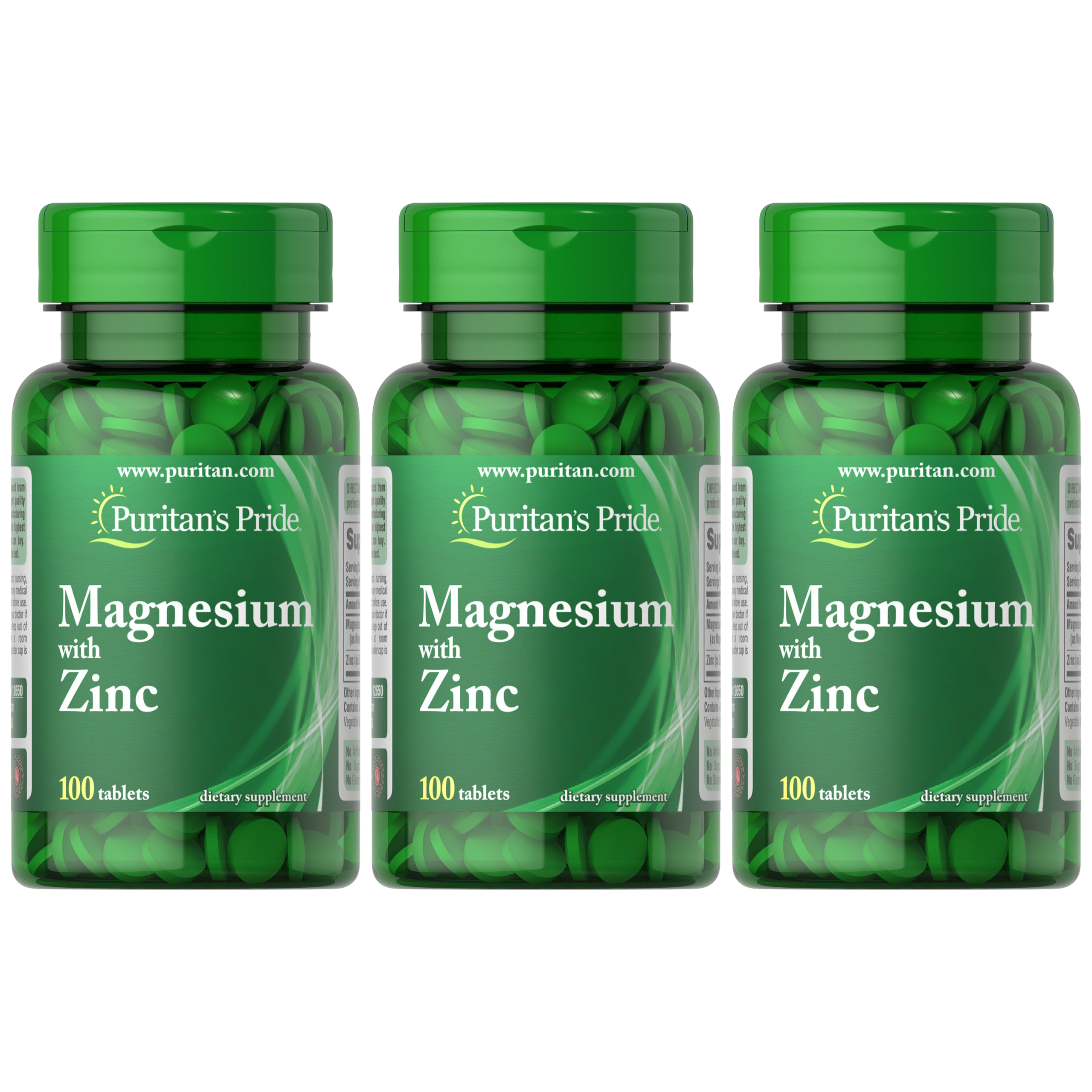Puritan's Pride Magnesium with Zinc - 100tabs - 3x Magnez z cynkiem