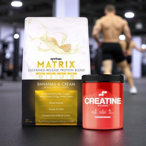 Białko Syntrax Matrix 5.0 Banana 2270g (75 porcji) + Kreatyna MP Nutrition Monohydrate 500g (100 porcji)