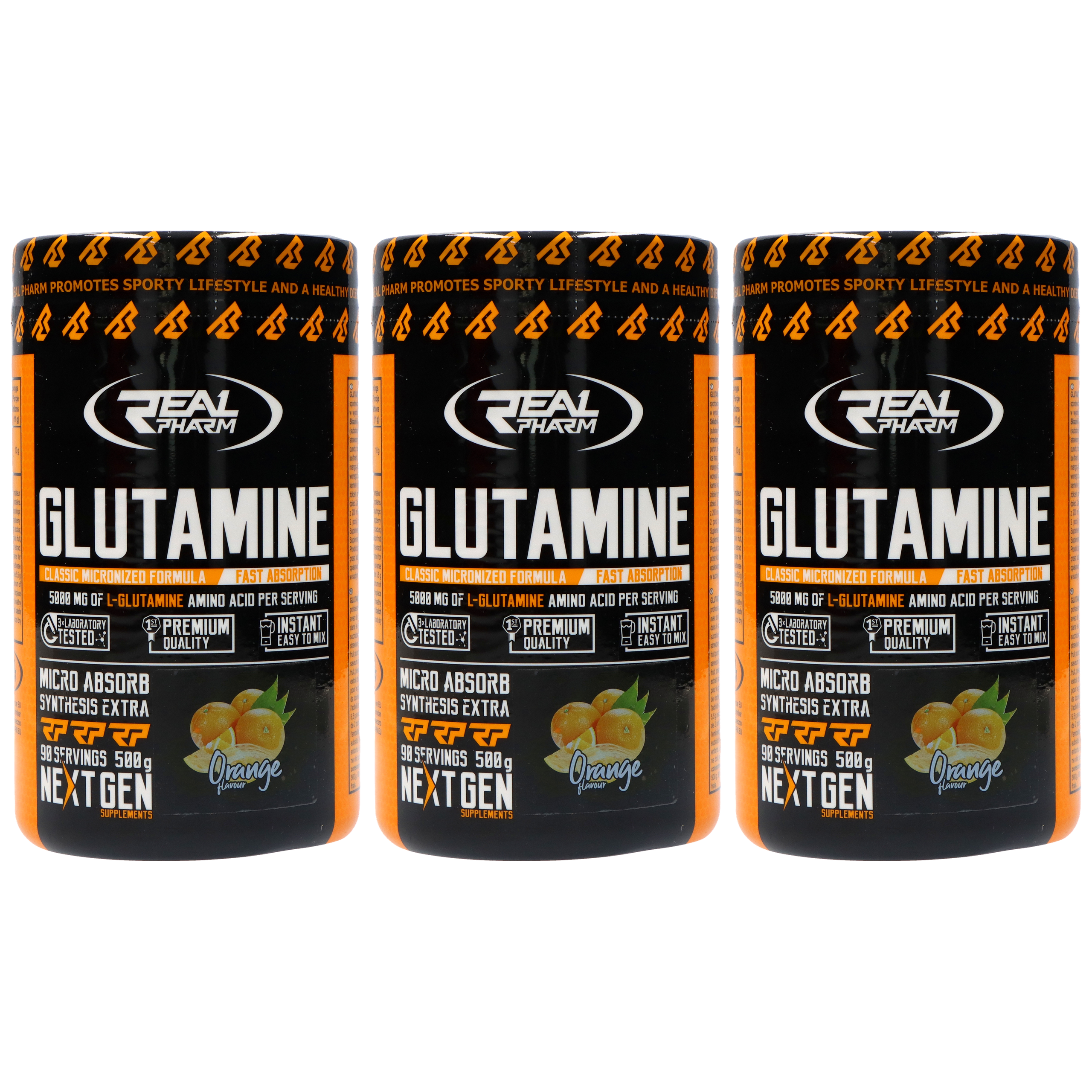 REAL PHARM Glutamine - 3x 500g