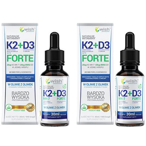 WISH Pharmaceutical Vitamin K2 MK7 + D3 Forte - 2x 30ml