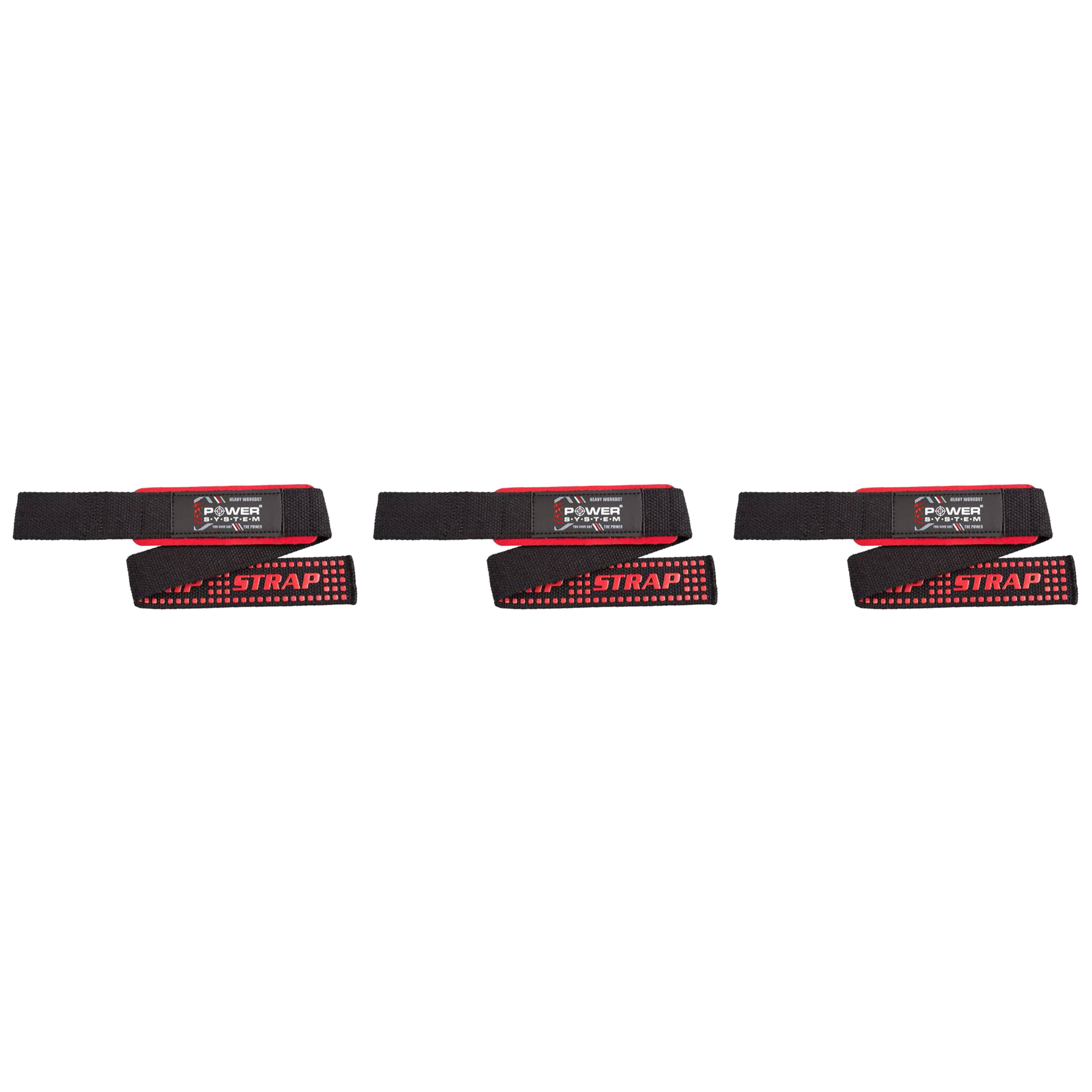 POWER SYSTEM XTR Grip Straps Black/Red - 3x Paski Treningowe