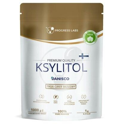 Verpackung von Progress Labs Xylit 1000g - weißes, kristallines Pulver in praktischer Verpackung