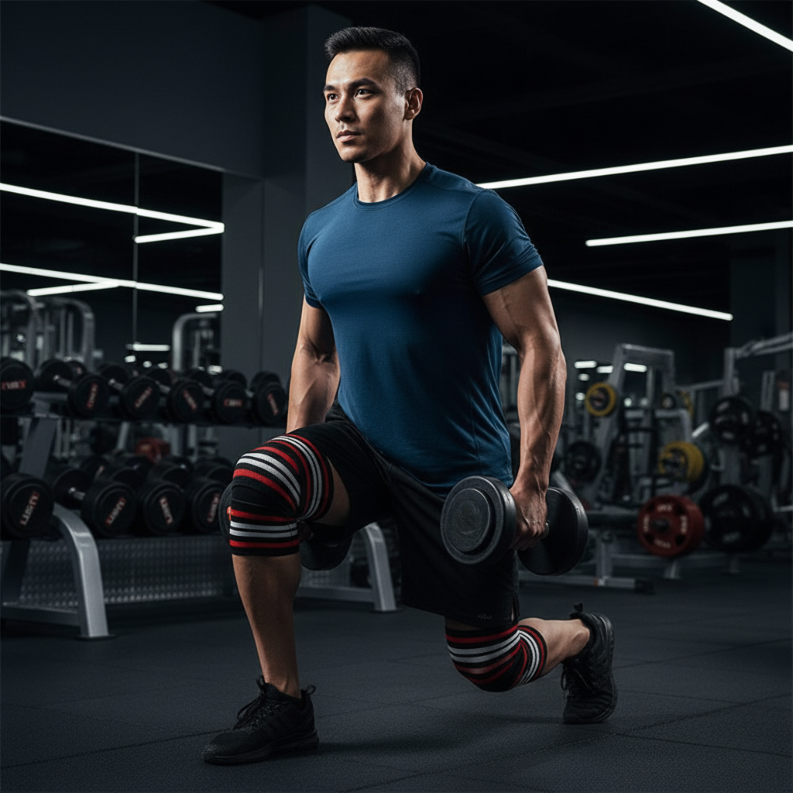 MEX SPORT - Knee Wraps - Black/Red/White - 3x 198cm 