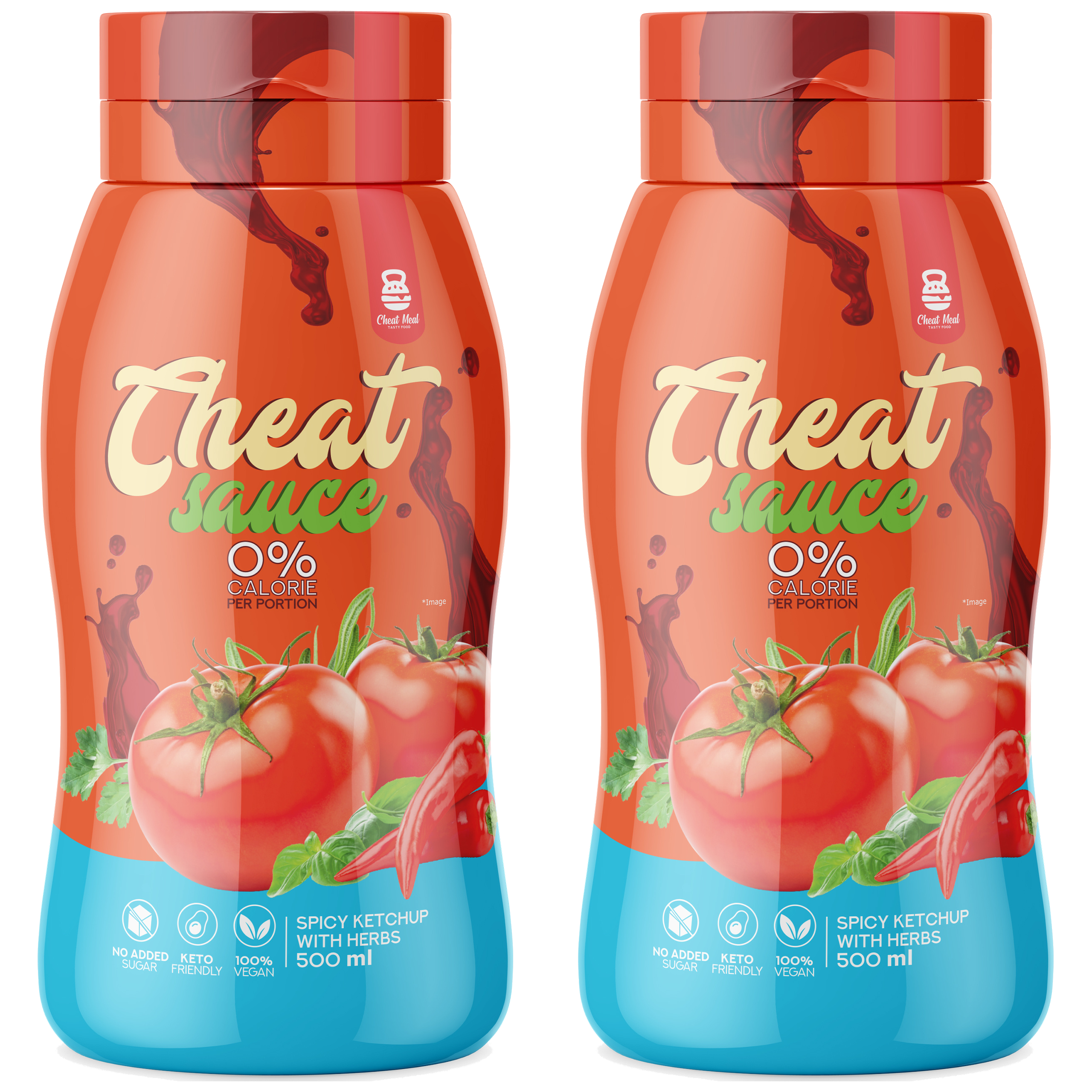 Cheat Meal Nutrition Sauce 0% (Sos zero kalorii) - 2x 500ml - Pikantny ketchup z ziołami