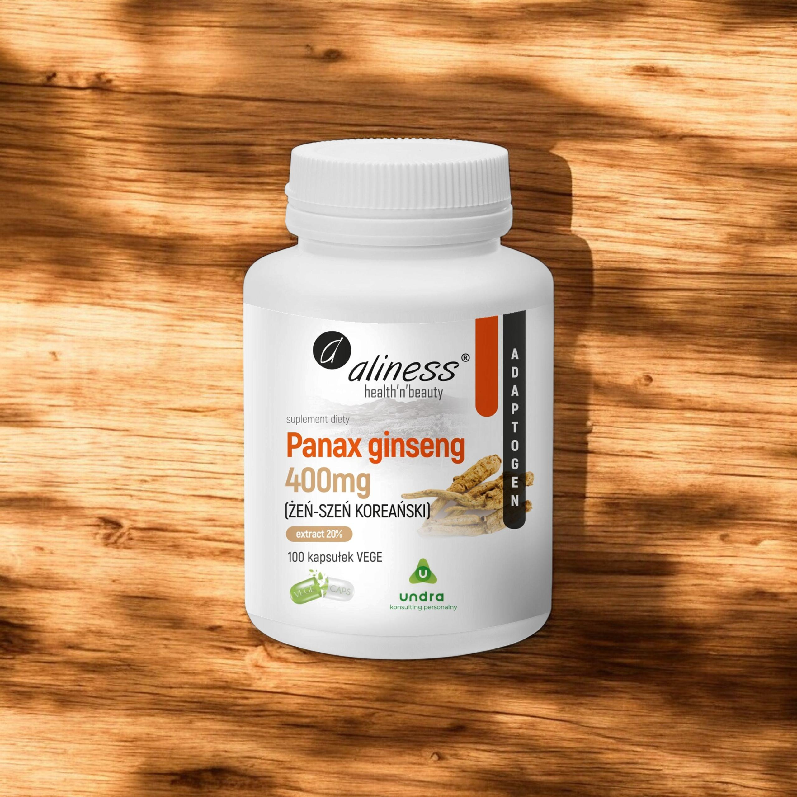 ALINESS - Panax Ginseng 400mg (Żeń Szeń Koreański) - 100vcaps