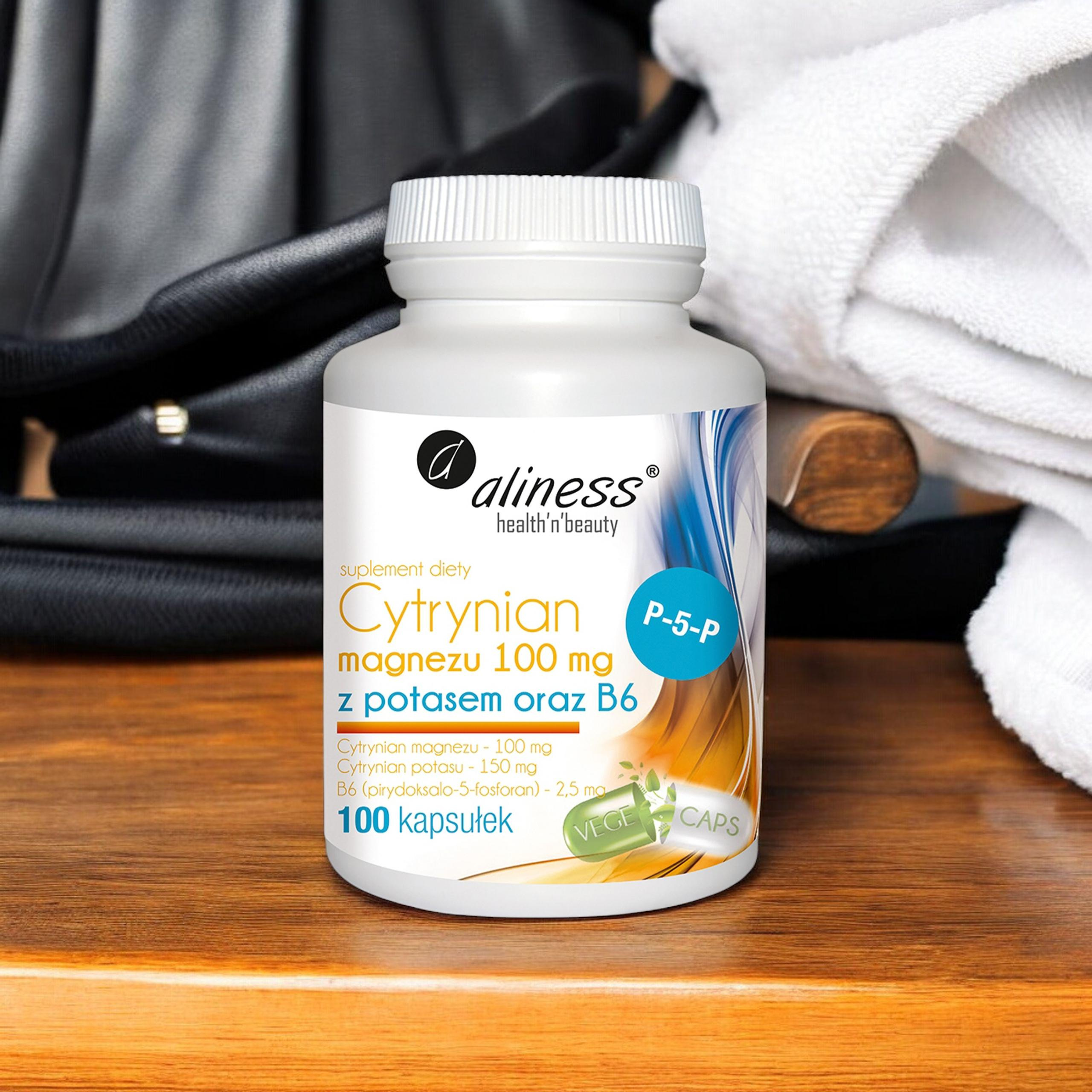 ALINESS Cytrynian Magnezu 100mg z Potasem i B6 - 100 caps