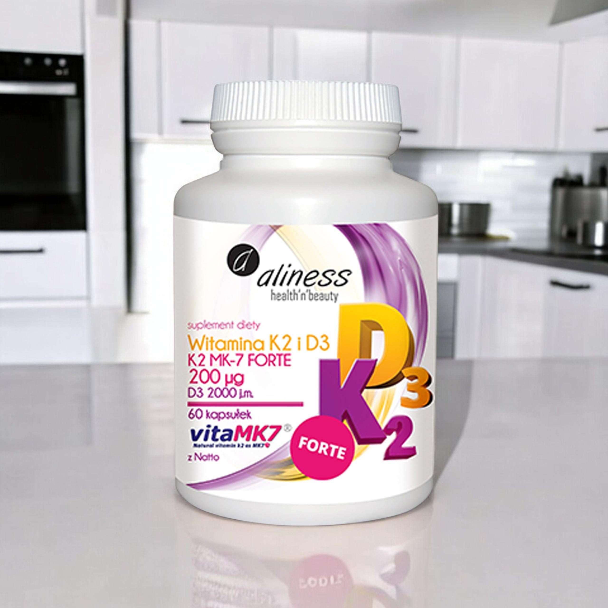 ALINESS - Witamina K2MK7 FORTE 200mcg + D3 50mcg - 3x 60caps.