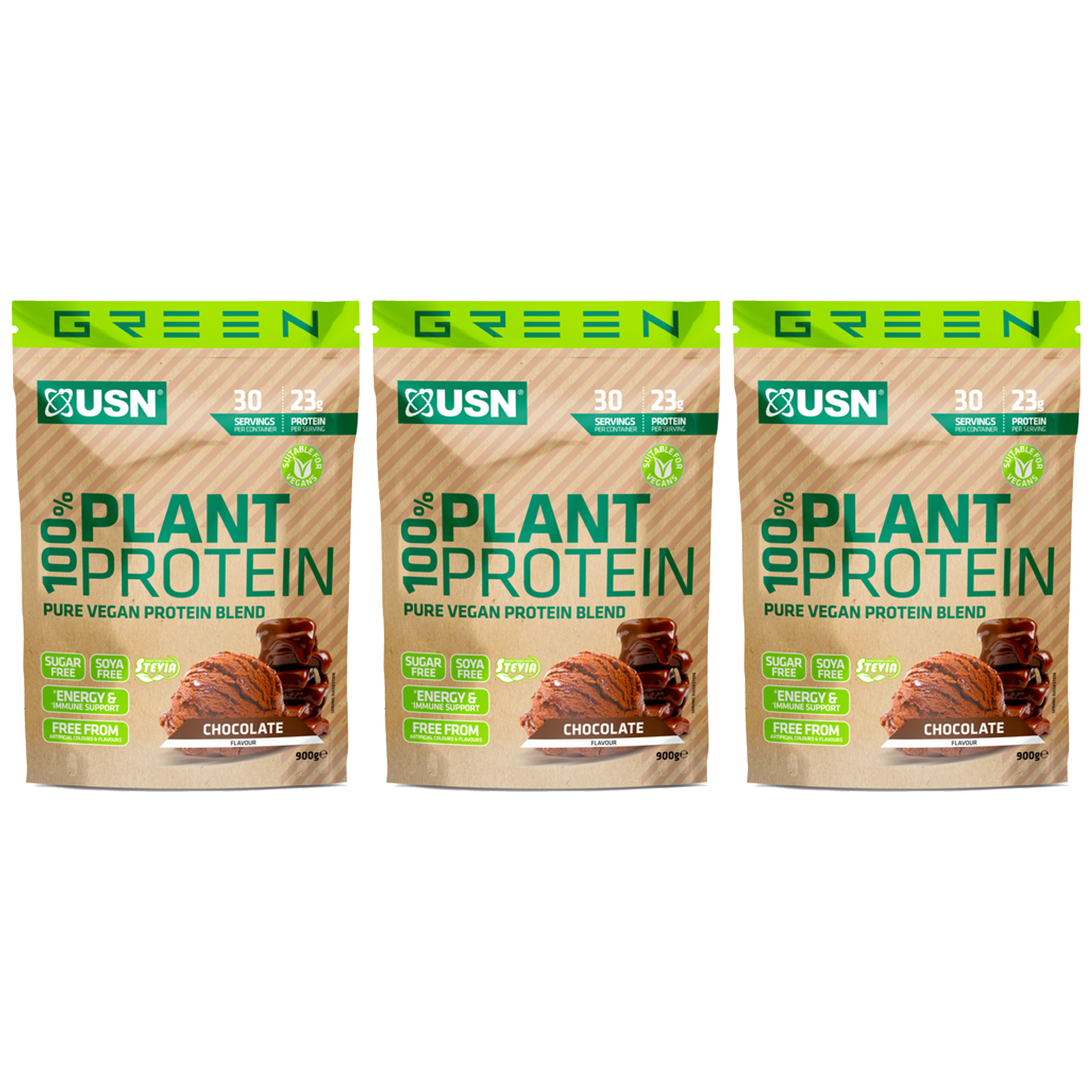 Ultimate Sports Nutrition USN 100% Plant Protein - 3x 900g