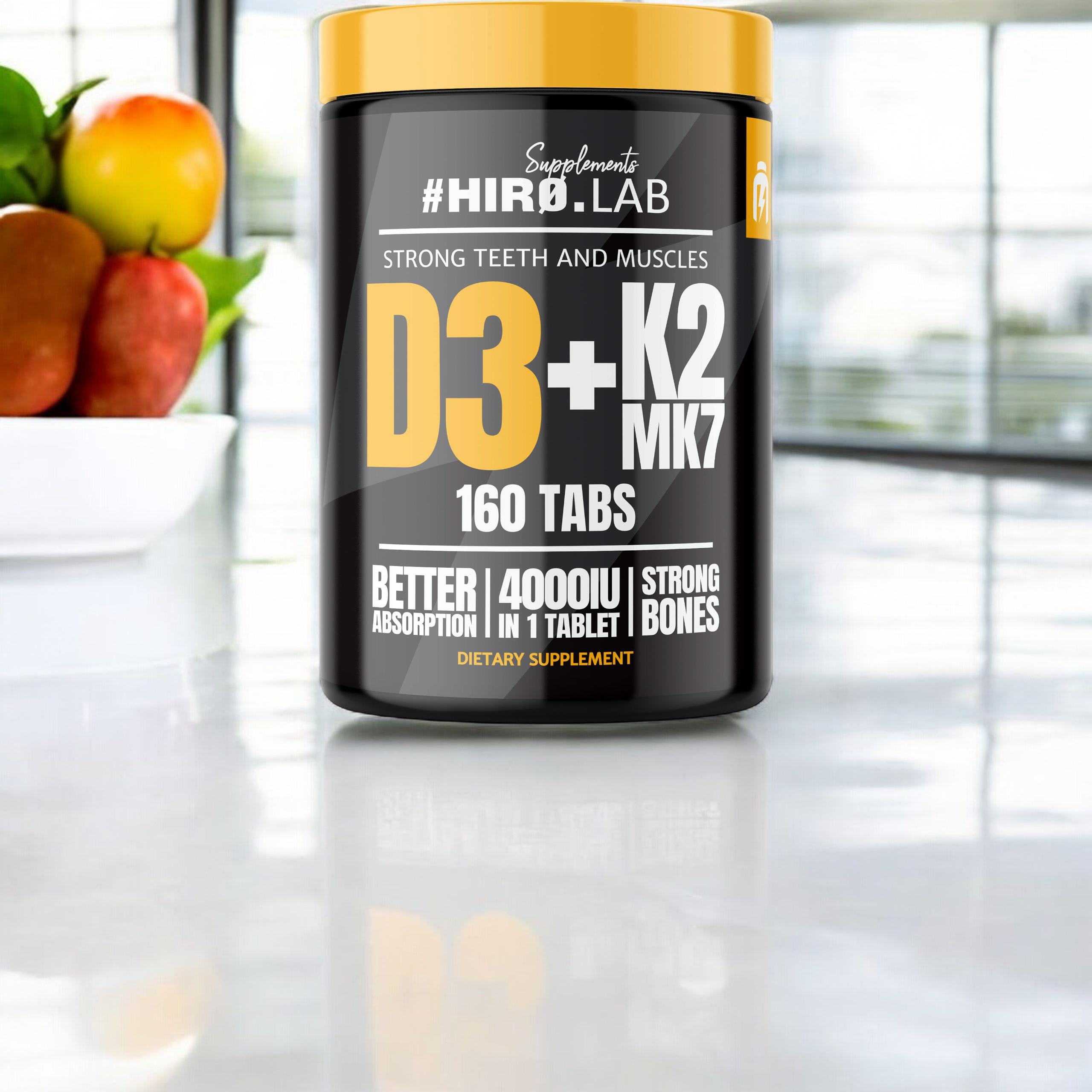 HIRO.LAB Vitamin D3 4000IU + K2 MK7 - 160tabs.