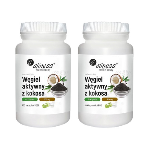 ALINESS Węgiel aktywny z kokosa 300mg - 2x 100vcaps