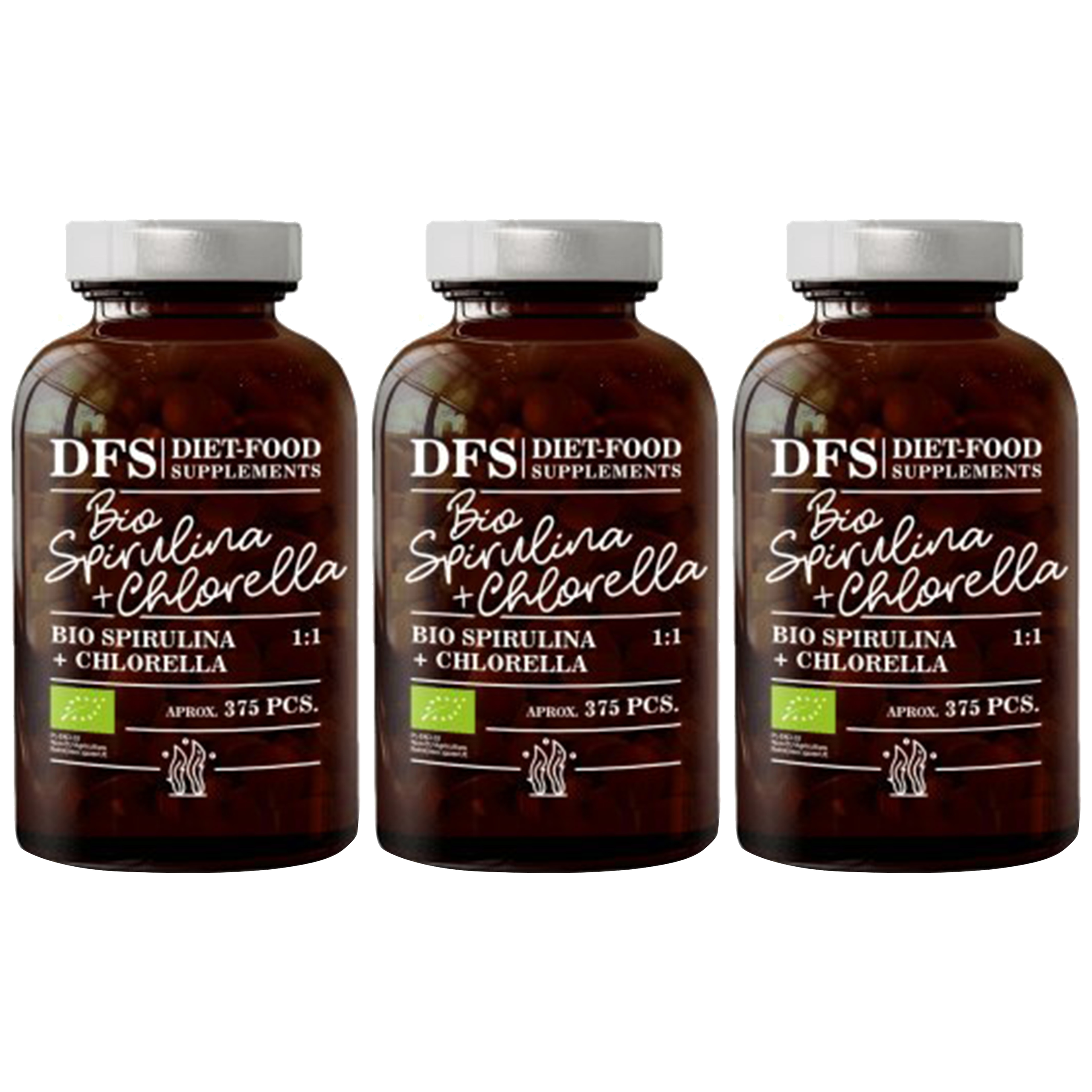 DIET FOOD Bio - Chlorella + Spirulina 1:1 - 3x 375tab