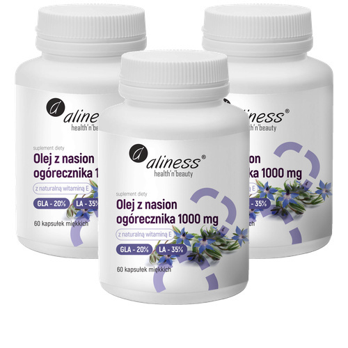 ALINESS - Olej z Nasion Ogórecznika 20%/35% 1000mg - 60caps. x3