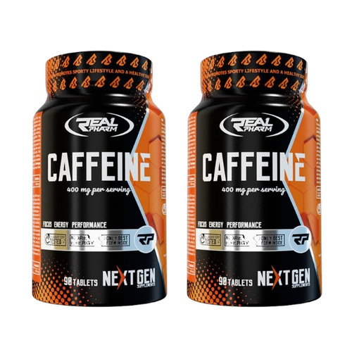 REAL PHARM Caffeine 400mg - 90tabs. - 2x Kofeina