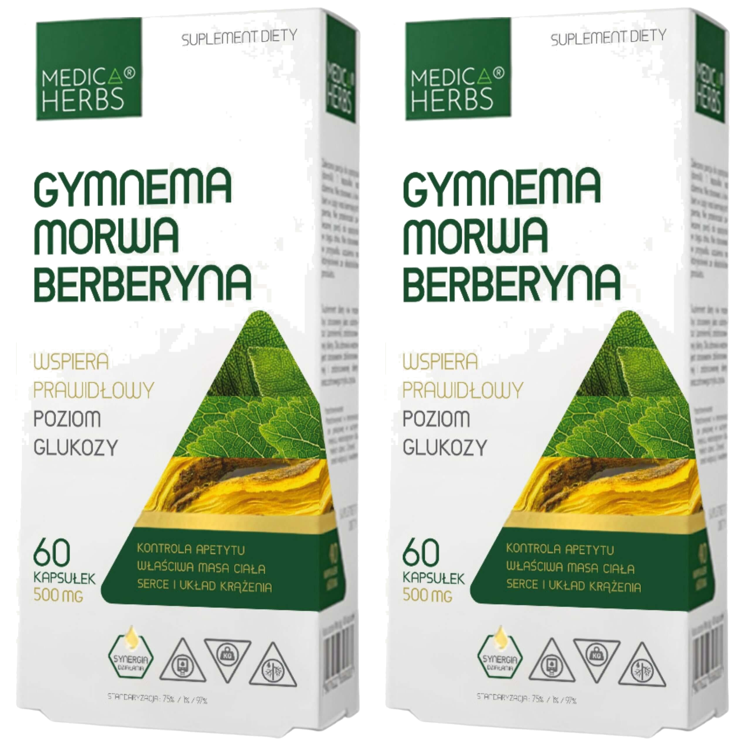 MEDICA HERBS - Gymnema Morwa Berberyna - 2x 60caps.