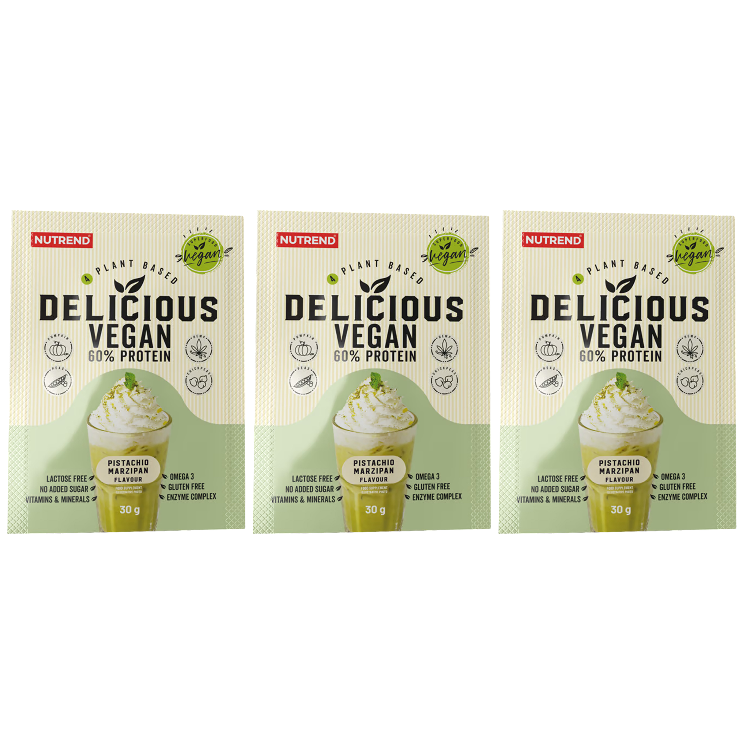 NUTREND Delicious Vegan Protein - 3x 30g - Pistachio Marzipan