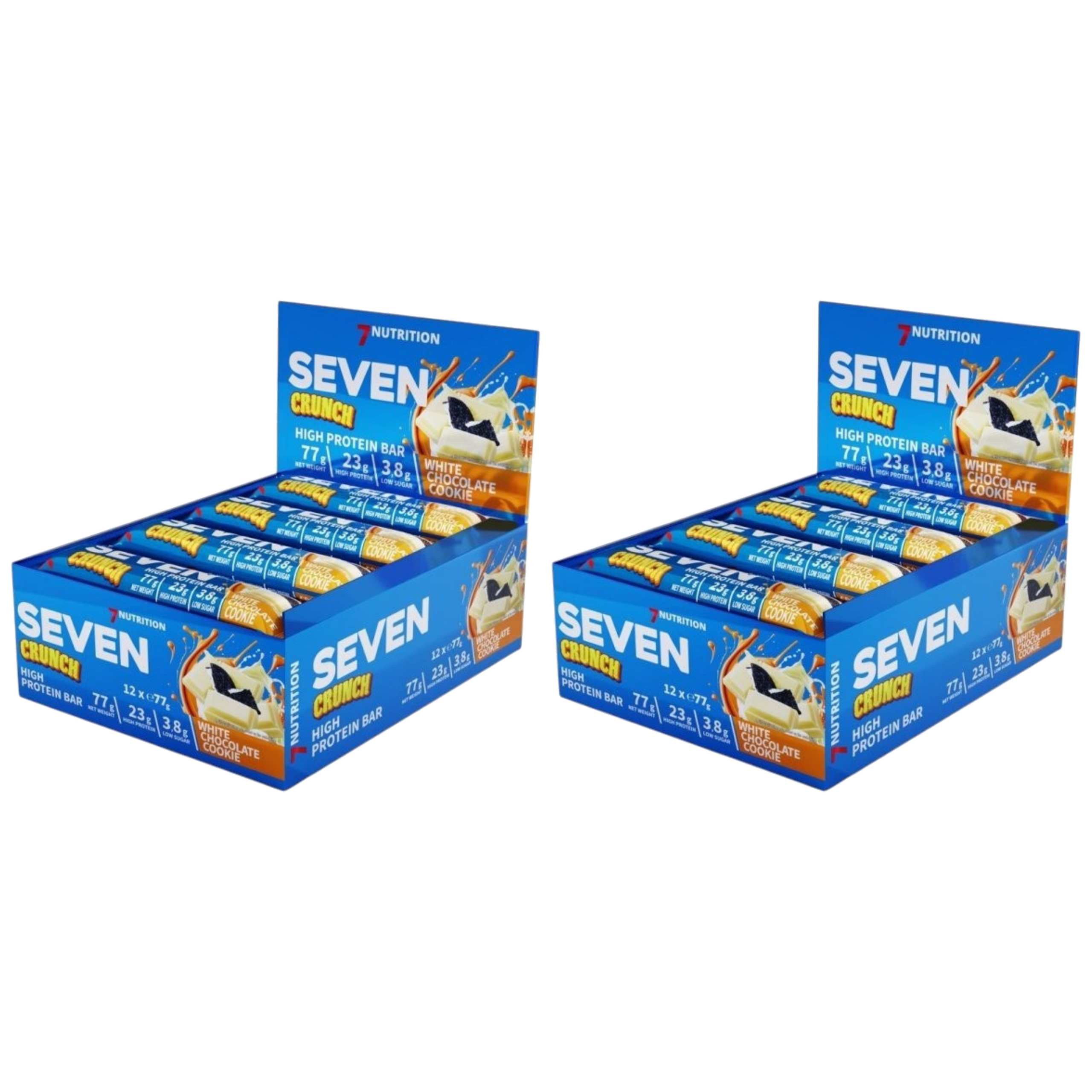 7 NUTRITION - Seven Crunch HP Bar - 12x 2x 77g - White Chocolate Cookie