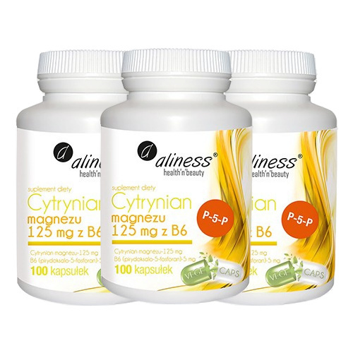 ALINESS Cytrynian Magnezu 125mg z B6 - 3x 100caps