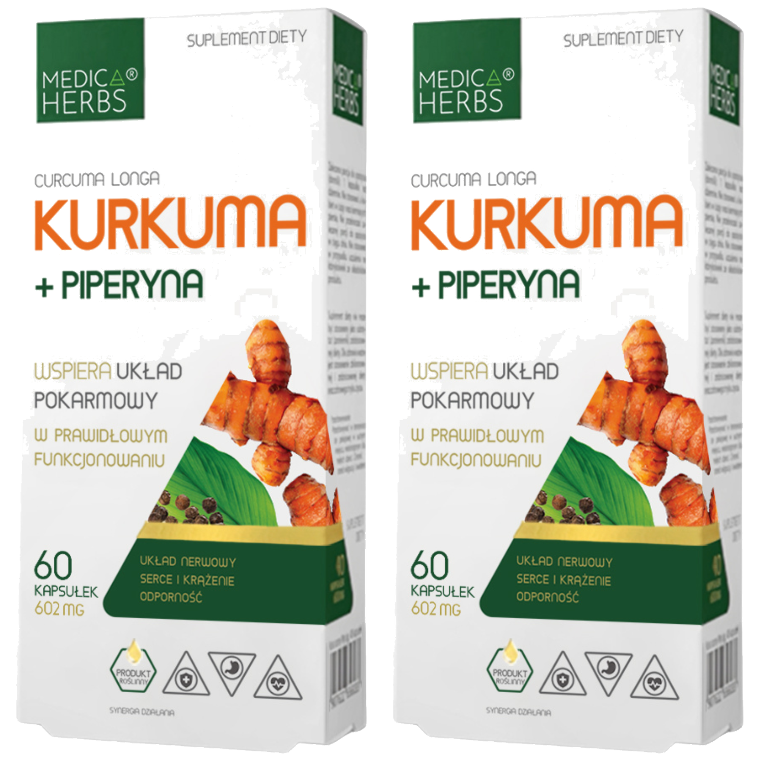 MEDICA HERBS - Kurkuma + Piperyna 602mg - 2x 60caps.