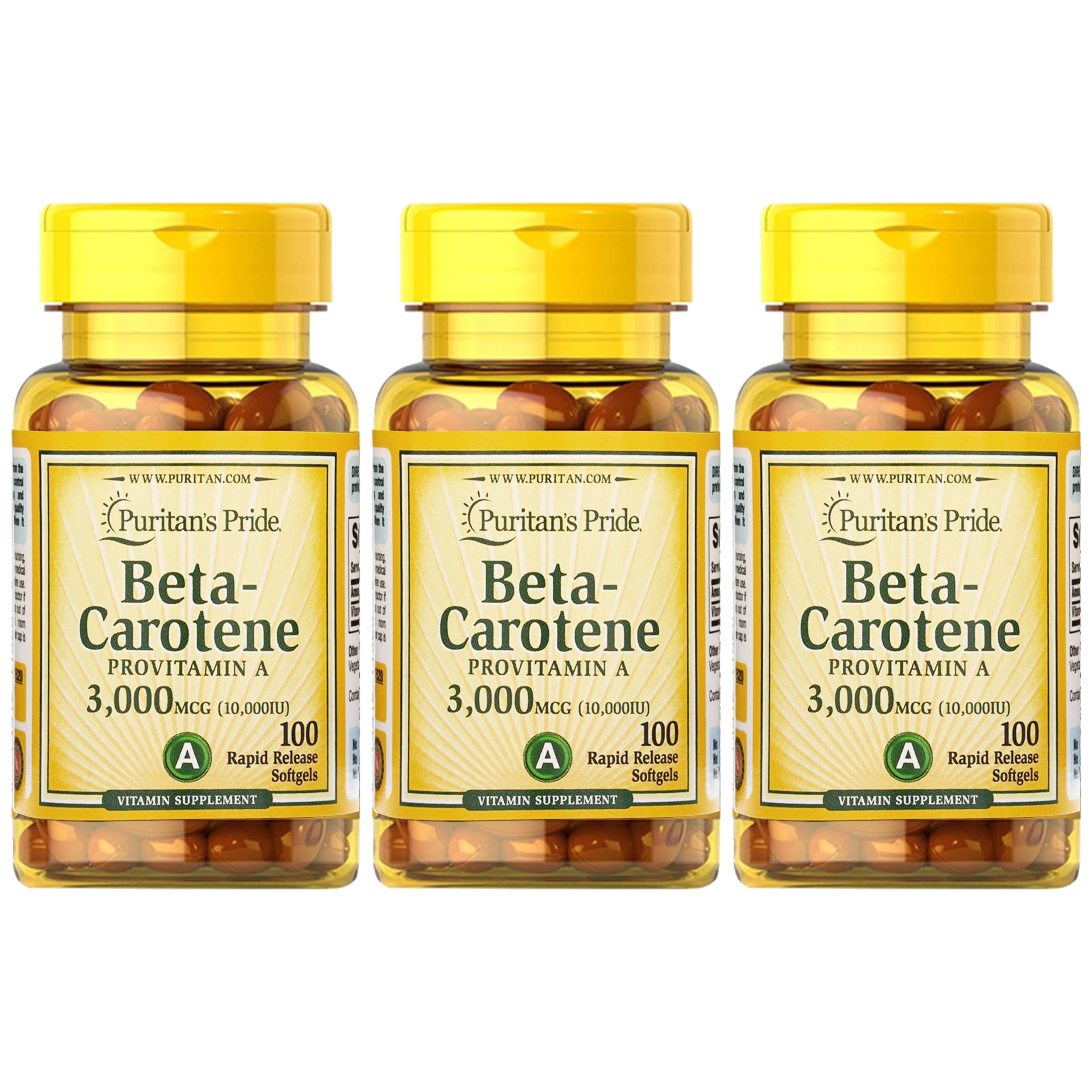 Puritan's Pride Beta - Carotene 10000IU - 3x 100soft gels